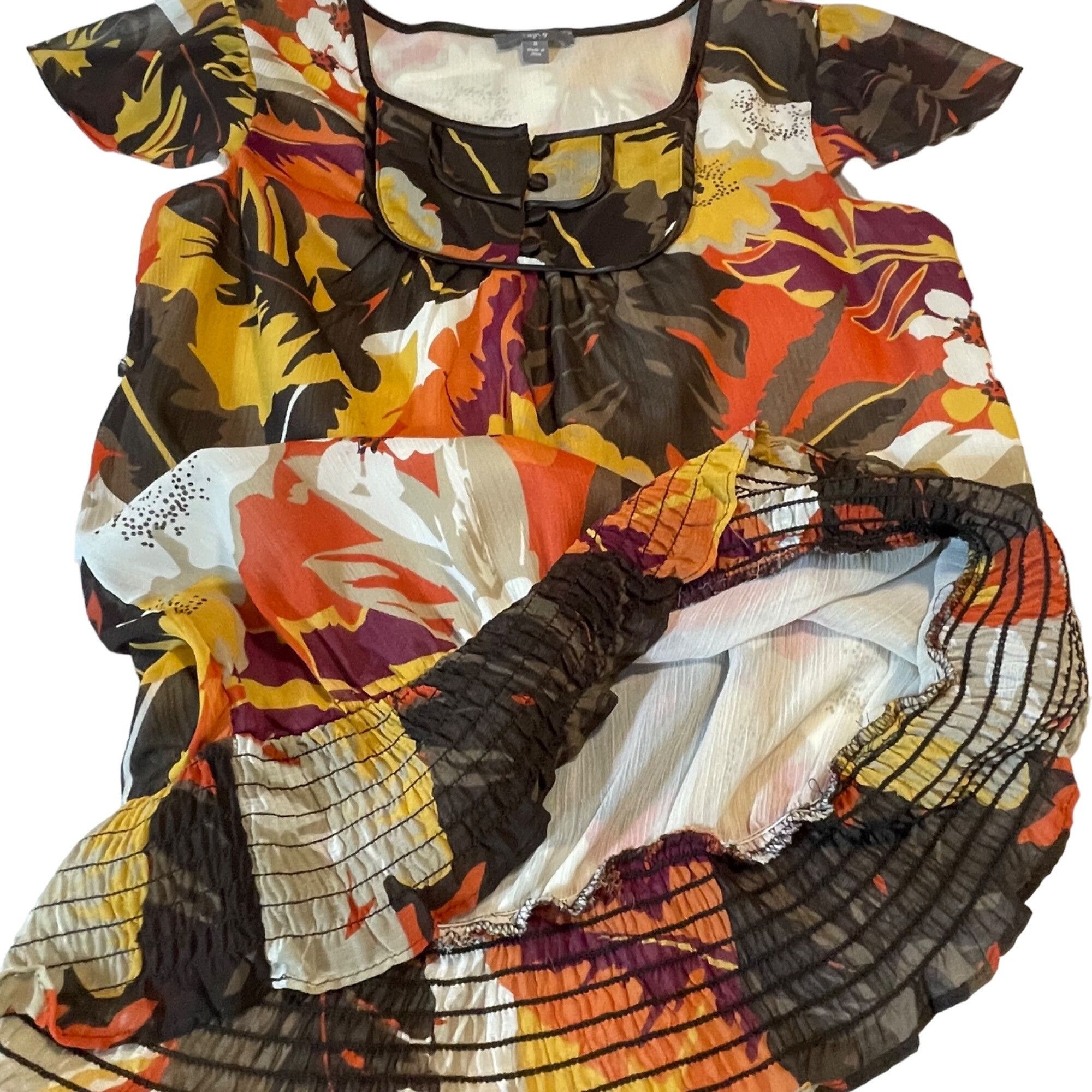 Apt. 9 Apt. 9 Women's Floral Chiffon Blouse Brown Women’s Size S Size S / US 4 / IT 40 - 8 Thumbnail