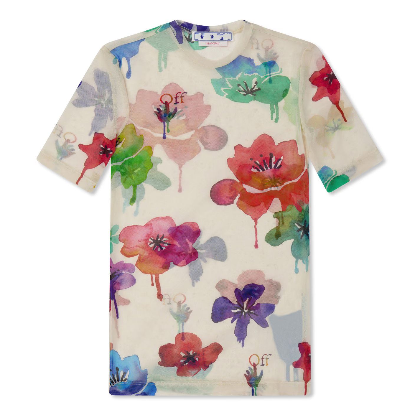 Off-White o1g2r1mq1224 Off Floral Tulle T Shirt in Multicolor Size XS / US 0-2 / IT 36-38 - 1 Thumbnail