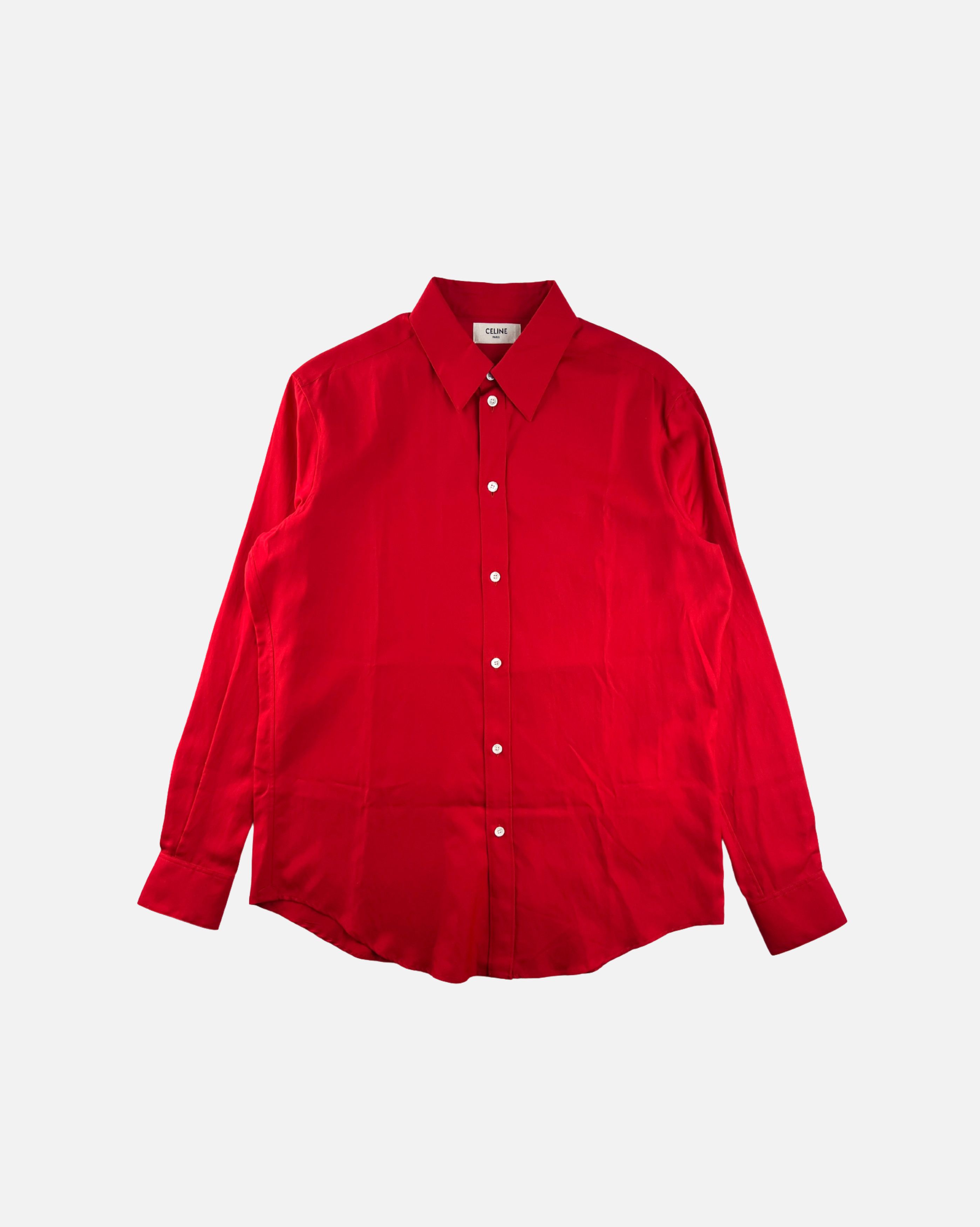 image of Celine Ss20 Red Viscose Twill Shirt, Men's (Size Large)