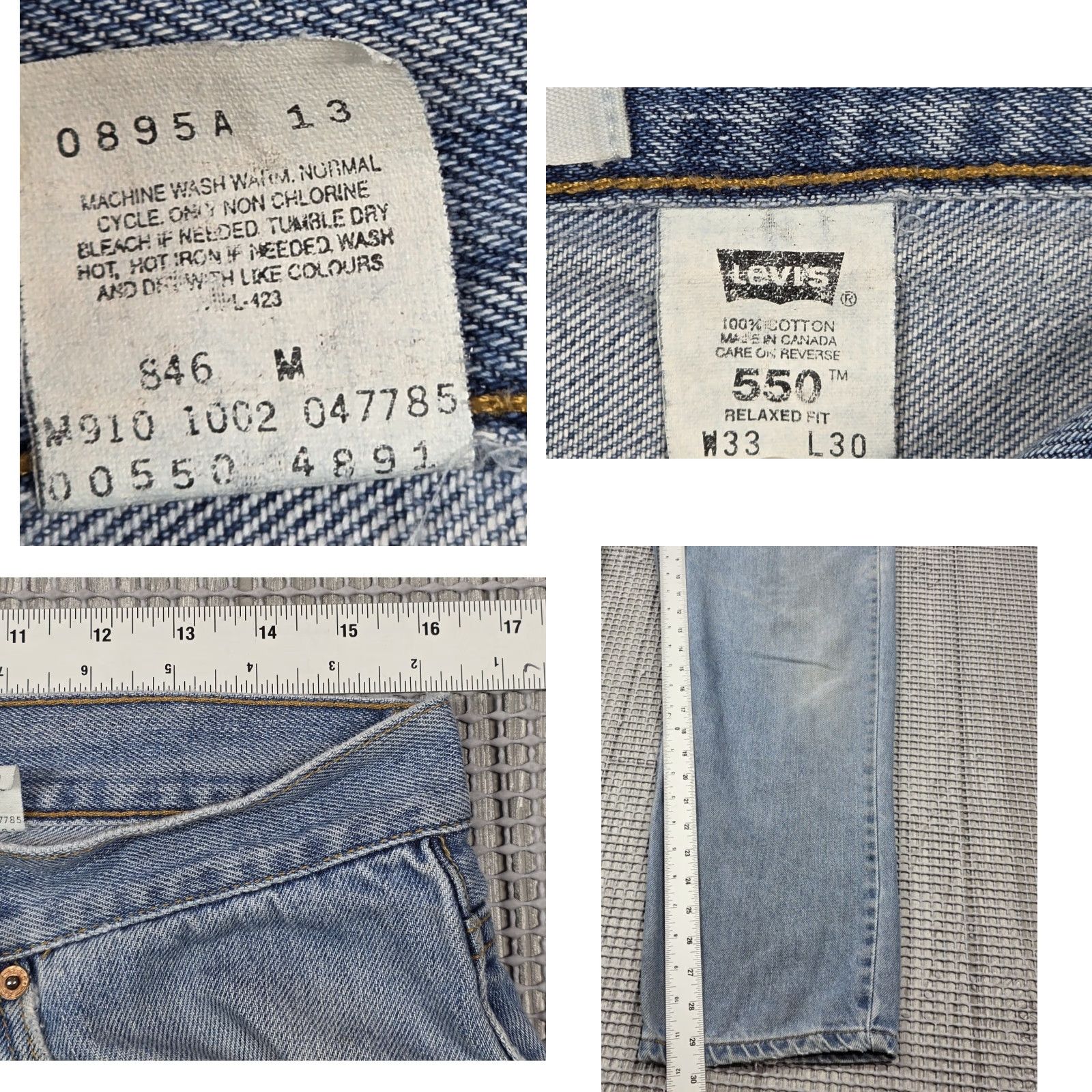 Levi's VINTAGE Levi's Jeans Mens 33x30 Denim Blue 550 Relaxed Medium Wash Canada Regular Men 33 Size US 33 - 8 Thumbnail