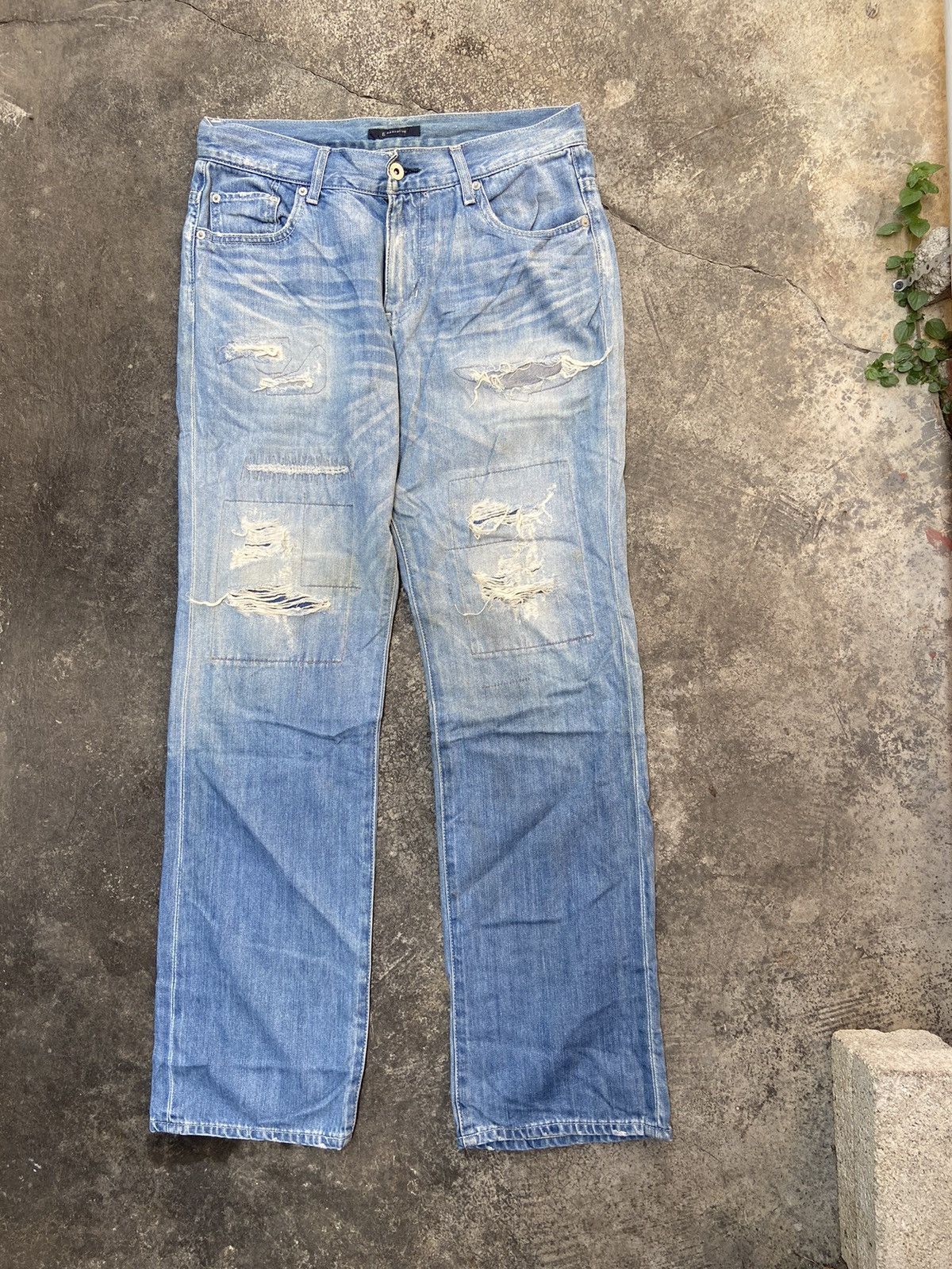 6 rage blue jeans Distressed decontructed patchwork lgb
