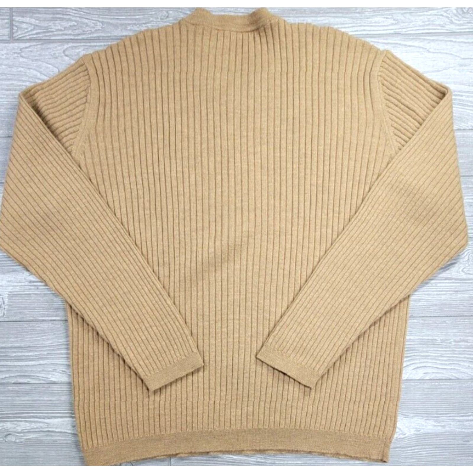 Vintage Metropolitan Sweater Men 2XL Beige Wool V-Neck Ribbed Knit Pullover Classic Italy Size US XXL / EU 58 / 5 - 5 Thumbnail