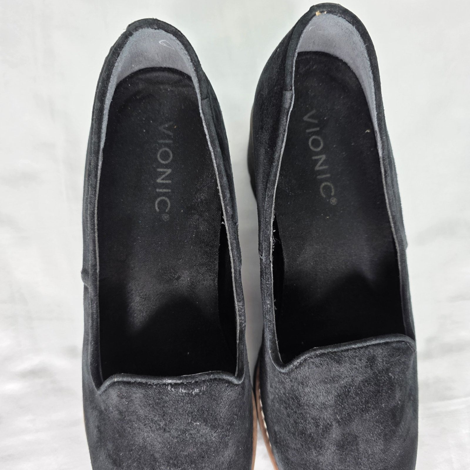 Vionic Vionic Black Suede Willa Chunky Wedge Round Toe Loafer Shoes Size US 7.5 / IT 37.5 - 4 Thumbnail