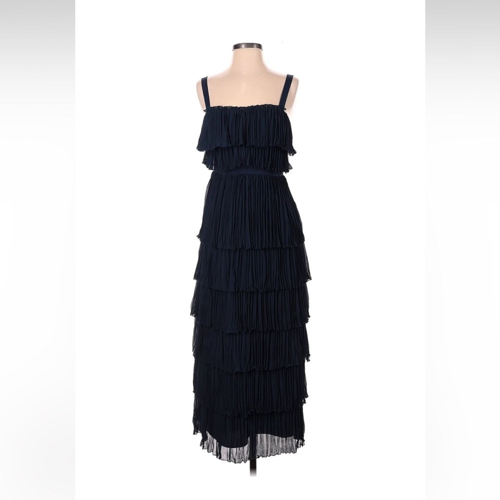 Cinq a Sept Cinq à Sept Elaine Ruffle Tier Midi Dress - Size 00 - Blue Size XXS / US 00 / IT 34 - 2 Thumbnail
