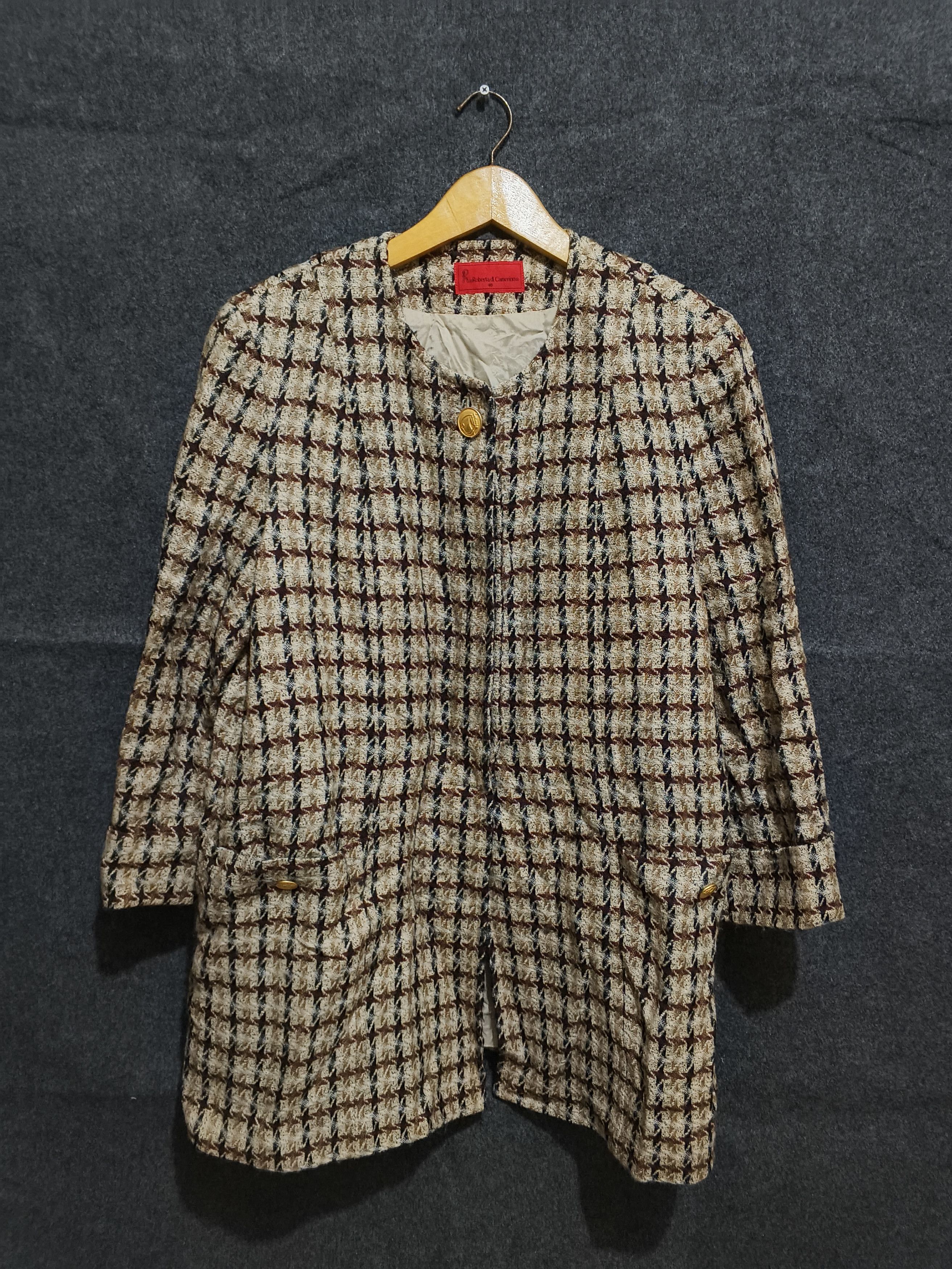 Roberta di Camerino Vintage Roberta di Camerino Houndstooth Tweed Blazer Size S / US 4 / IT 40 - 1 Thumbnail