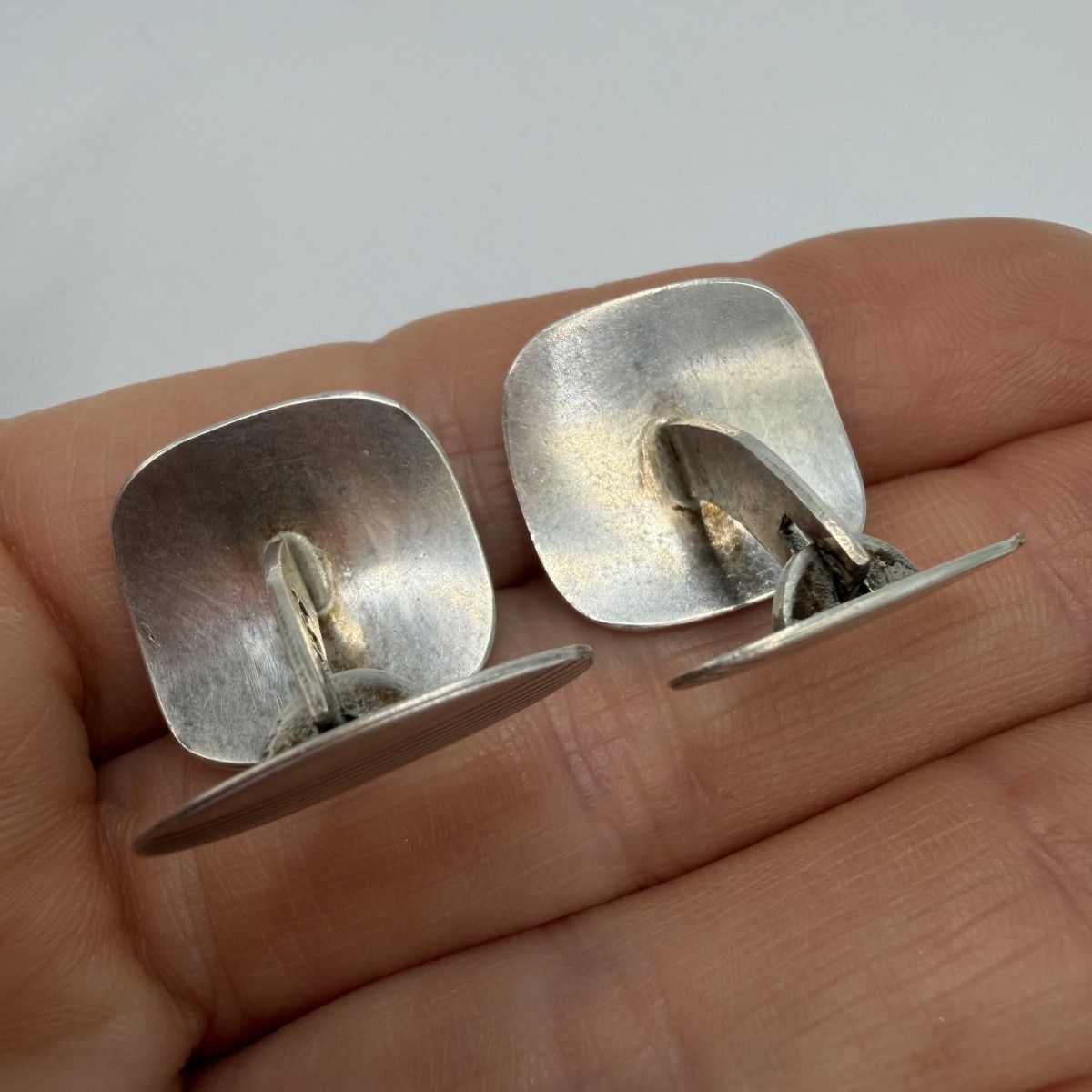Vintage Vintage German 835 Silver Cufflinks Modernist Fan Design Size ONE SIZE - 6 Thumbnail