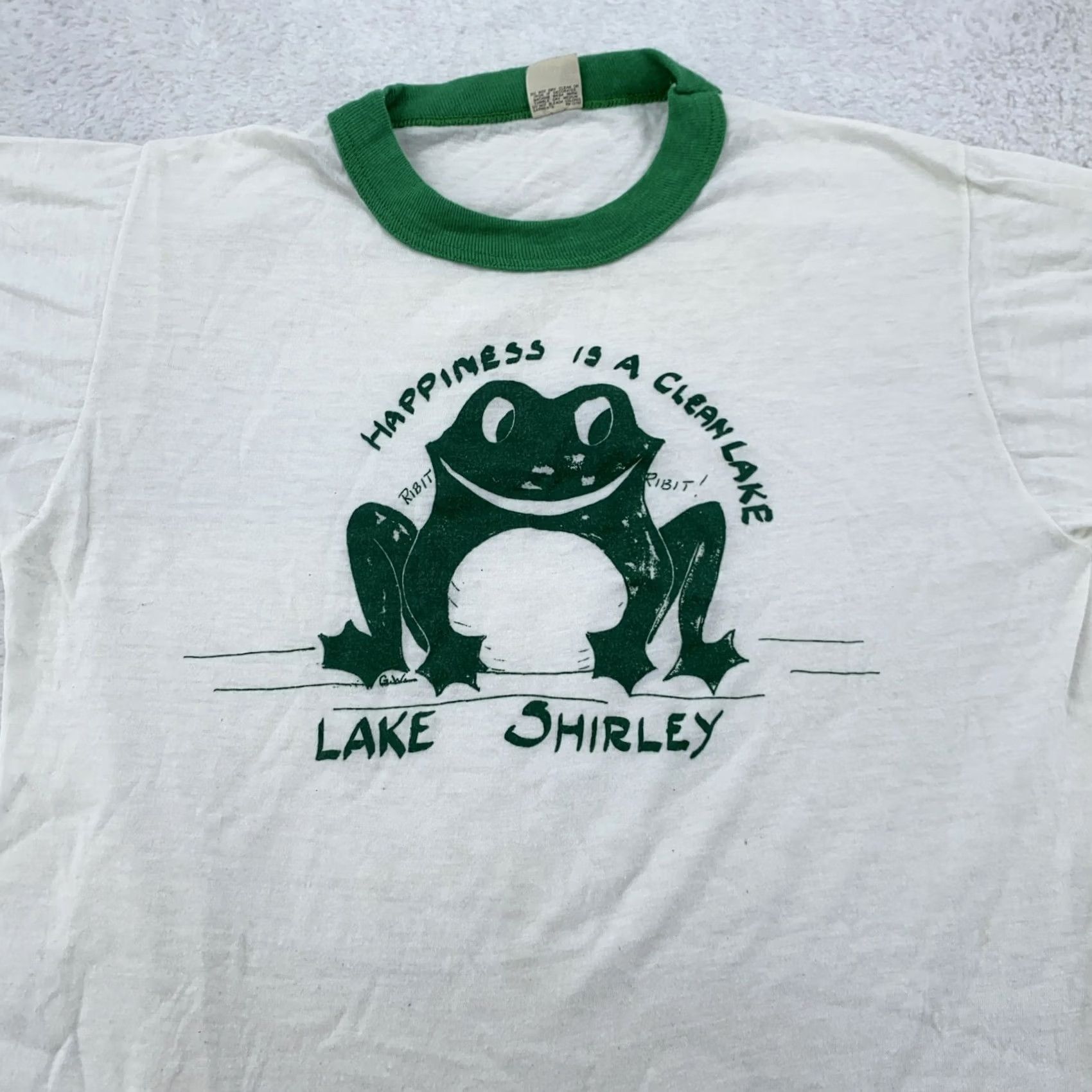 Vintage VINTAGE Lake Shirley Massachusetts Frog Clean Lake Shirt Mens XXS Ringer 80s Size US XXS / EU 40 - 2 Thumbnail