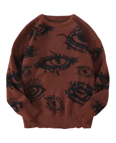 Vintage Streetwear Vintage Abstract Eyes Sweater Jacquard Knitwear Size US M / EU 48-50 / 2 - 2 Thumbnail