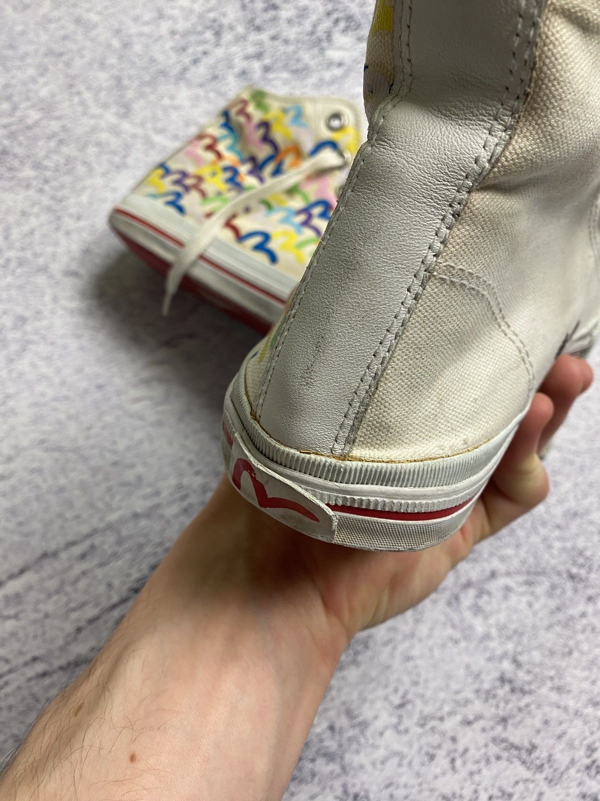 Evisu × Vintage Vintage Evisu Rainbow Repeat Logo Shoes High Top Sneakers Size US 9 / EU 42 - 20 Thumbnail