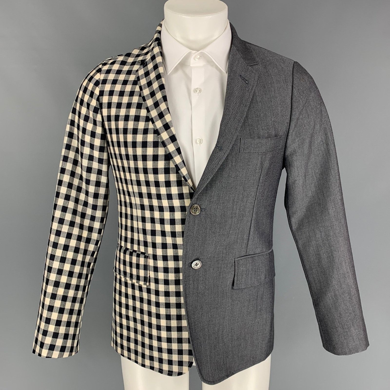 Thom Browne Size 38 Navy Red Checkered Wool Blend Notch Lapel Sport Coat Size 38R - 1 Thumbnail