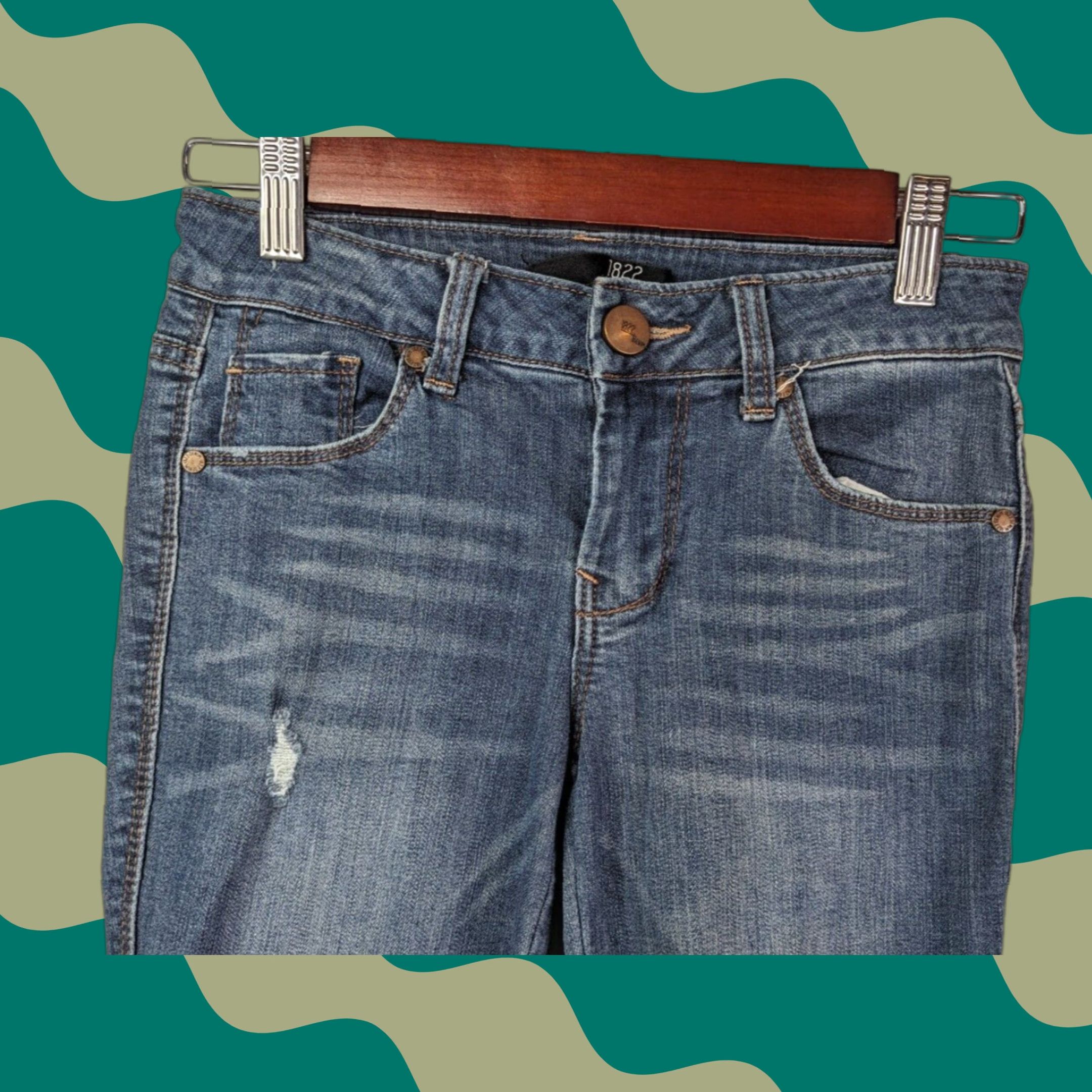 Vintage 1822 Denim Jeans Womens Size 25 Medium Wash Blue Distressed Skinny Denim Regular Fit 1822 Denim Womens Boys Girls? Size 42" / US 20 - 1 Thumbnail