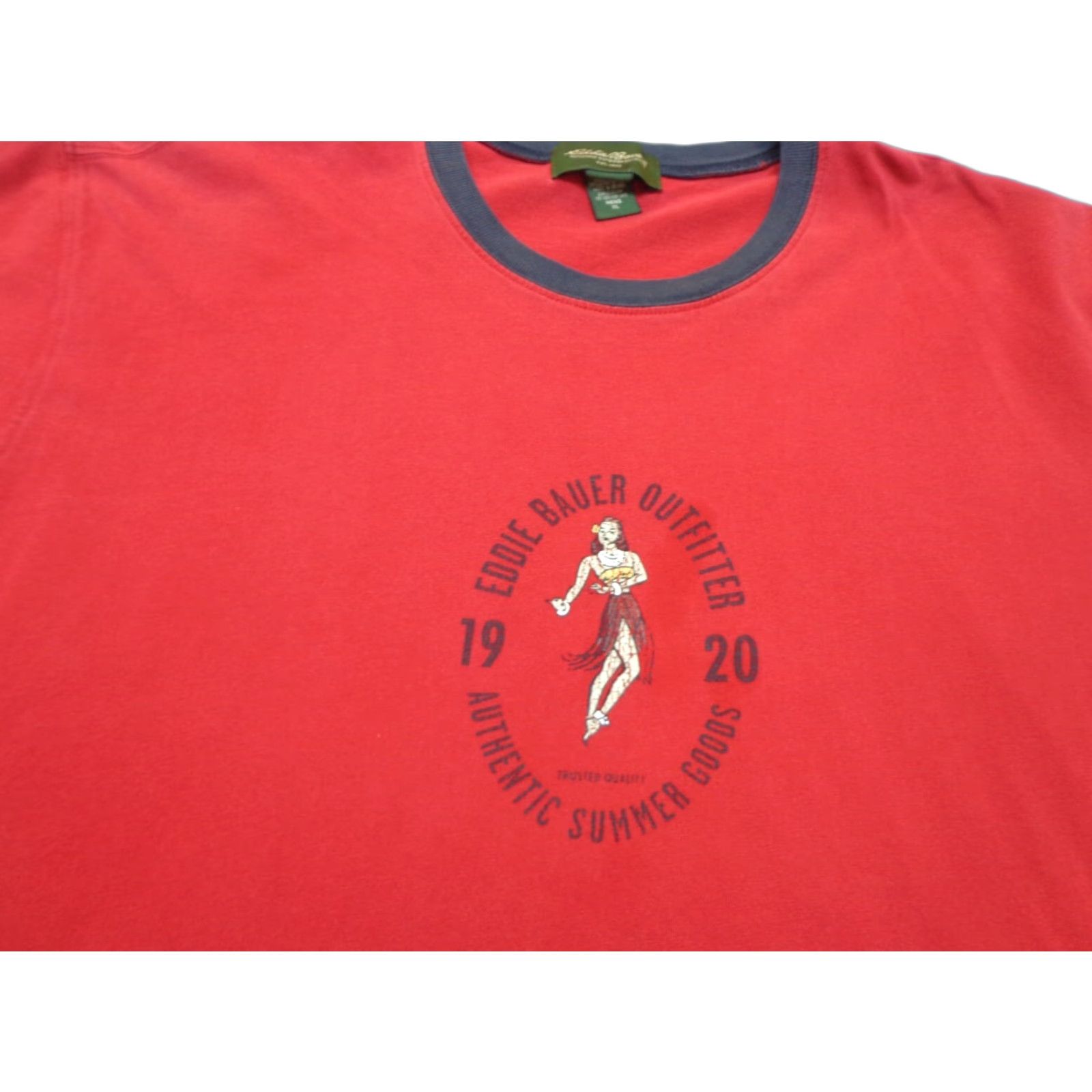Eddie Bauer VINTAGE Eddie Bauer T-Shirt Mens XL Red Graphic Print Logo Crew Neck Hula Dancer Graphic FLAW Size US XL / EU 56 / 4 - 1 Thumbnail