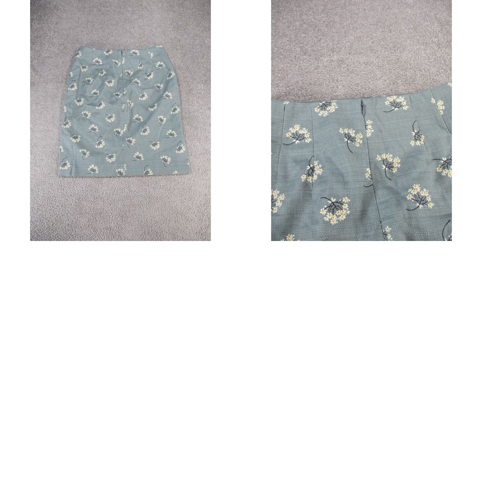 Loft VINTAGE Loft Skirt Womens 6 Petite Pale Blue Green Floral Pencil NEW Size 28" / US 6 / IT 42 - 8 Thumbnail
