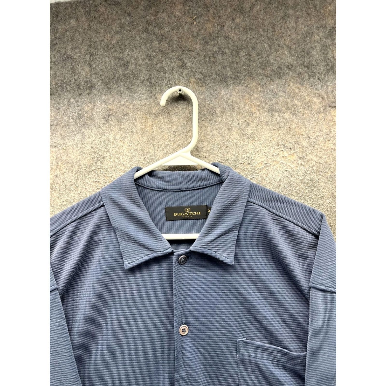 BUGATCHI Bugatchi Shirt Mens 2XL Blue Textured Short Sleeve Button Front Casual Knit Size US XXL / EU 58 / 5 - 6 Thumbnail
