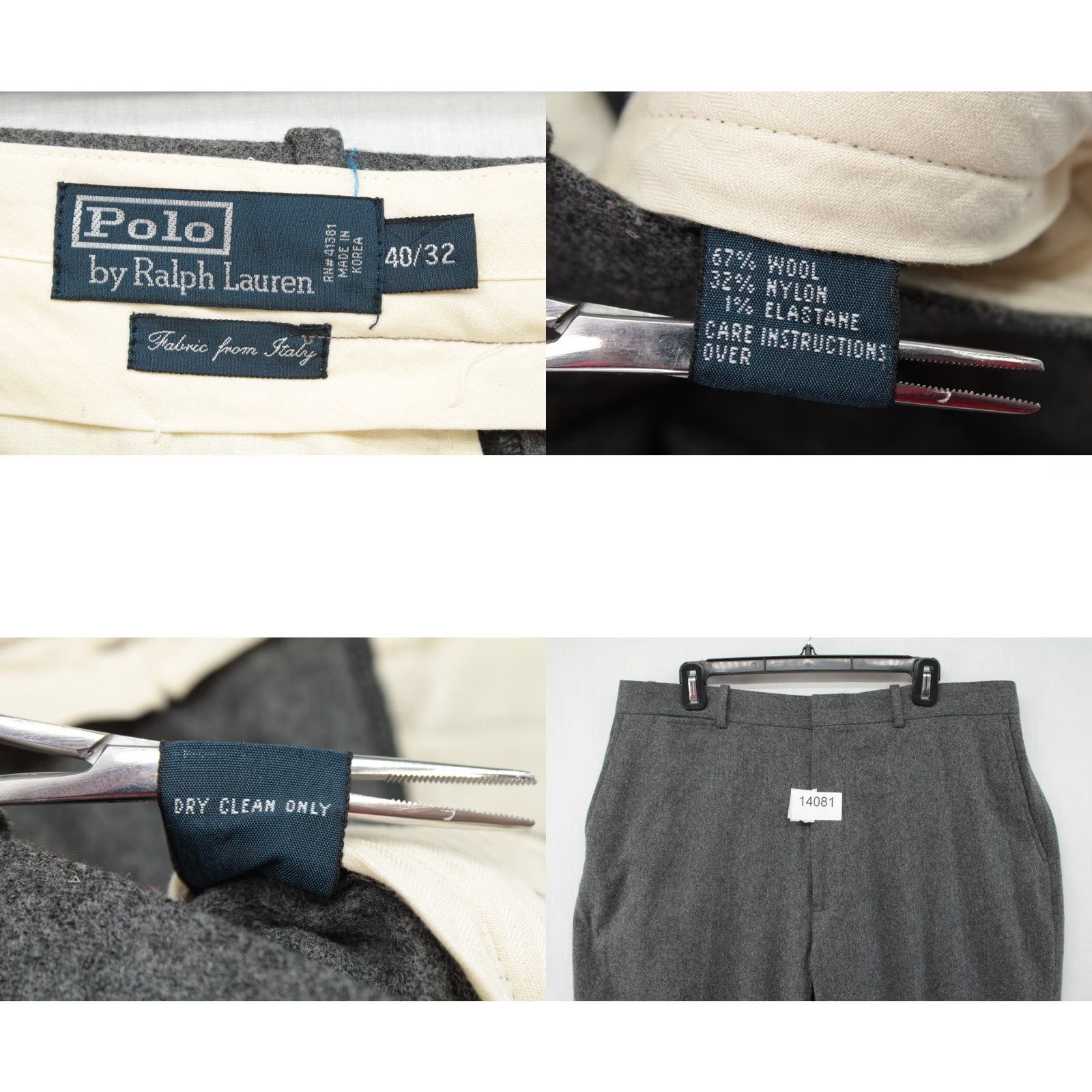 Polo Ralph Lauren VINTAGE Polo Ralph Lauren Pants Men 38 Gray Flannel Wool Blend Cuffed Preppy Dress Pants 80s 90s Workwear Mens Size US M / EU 48-50 / 2 - 8 Thumbnail