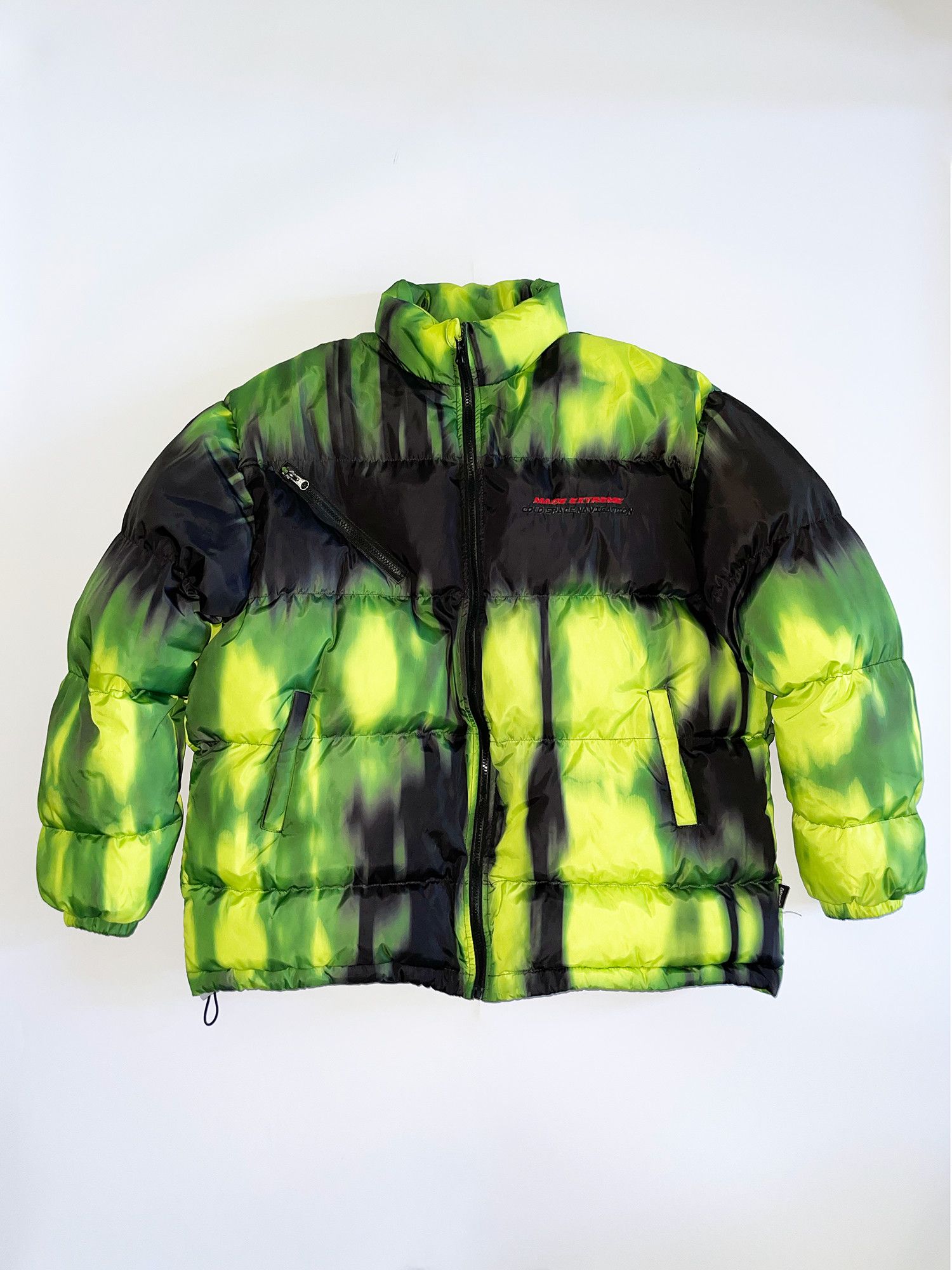 image of Made Extreme Green/yellow Dye Effect Puffer in Yellow Green, Men's (Size XL)