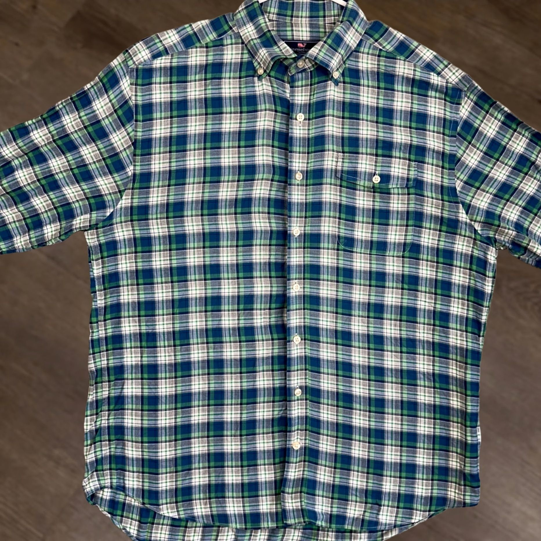 Vineyard Vines Vineyard Vines Crosby Button Down Plaid Shirt Mens Large Blue Green Long Sleeve Size US L / EU 52-54 / 3 - 1 Thumbnail