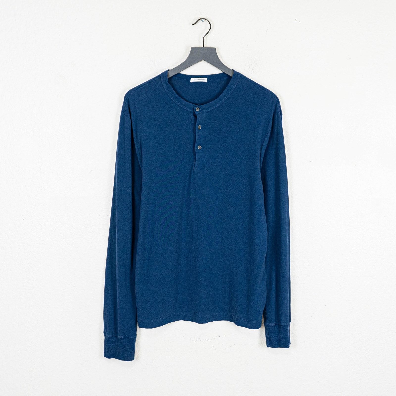 James Perse JAMES PERSE Standard Long Sleeve Henley Shirt Blue cotton 2 Size US M / EU 48-50 / 2 - 2 Thumbnail