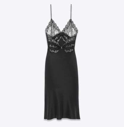 Saint Laurent Paris oc11z1125 lingerie Dress in Silk Satin Crepe in Black Size XS / US 0-2 / IT 36-38 - 2 Thumbnail