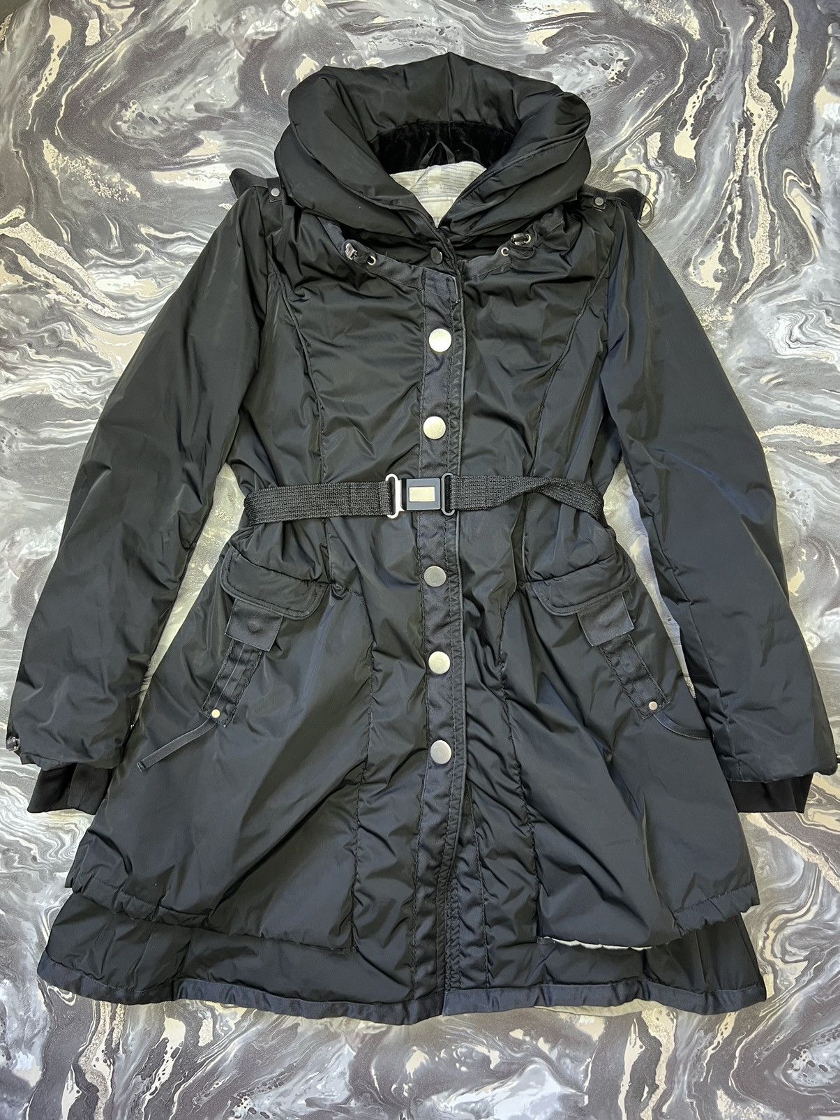 Marithe + Francois Girbaud Marithe Francois Girbaud Black Hooded Long Coat Jacket Size M / US 6-8 / IT 42-44 - 3 Thumbnail