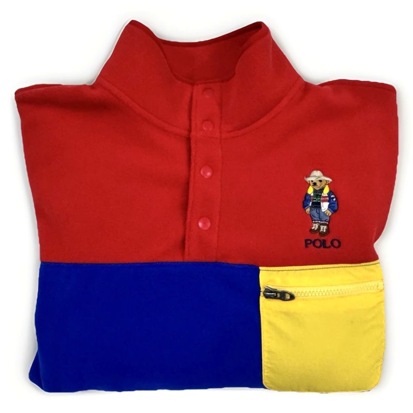 Polo Ralph Lauren Ralph Lauren Polo Bear Sweater Men L Red/Blue Fleece 1/4 Snap Pullover Sweatshirt Size US L / EU 52-54 / 3 - 7 Thumbnail