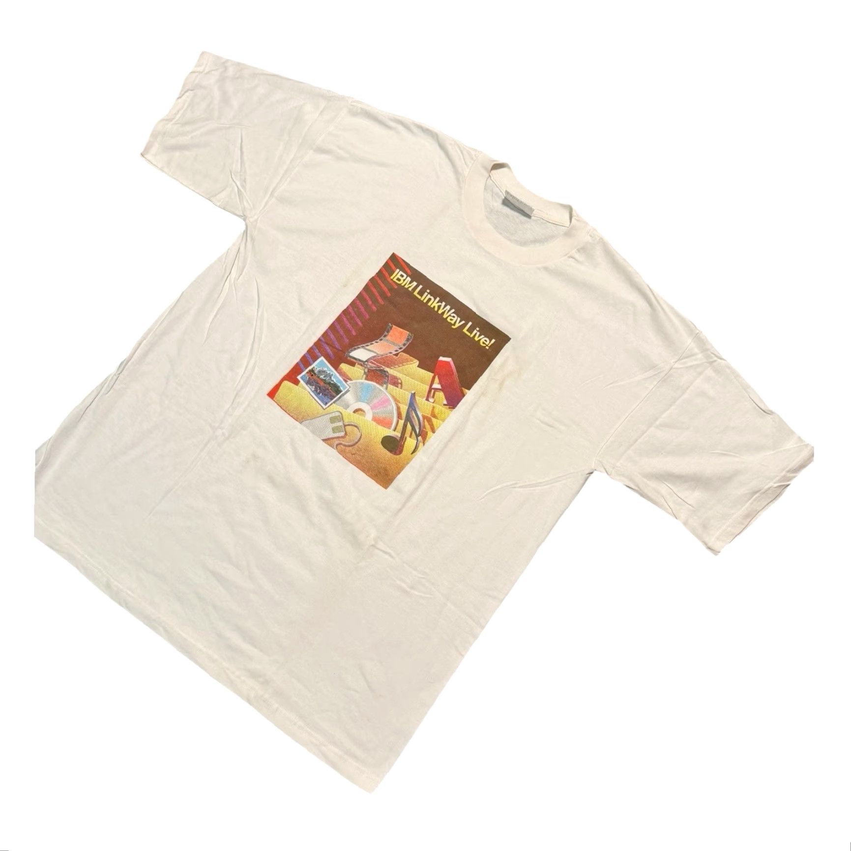 HARE VINTAGE IBM LinkWay Live! Share the Vision Promo TShirt XL White 90s Computer Software Rare Mens Tee Size US XL / EU 56 / 4 - 4 Thumbnail