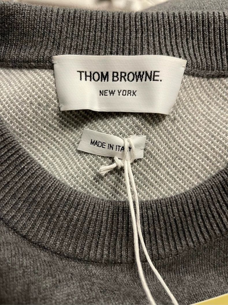 Thom Browne Thom Browne size2 Gray four stripe puppy knit round neck sw Size US M / EU 48-50 / 2 - 7 Thumbnail