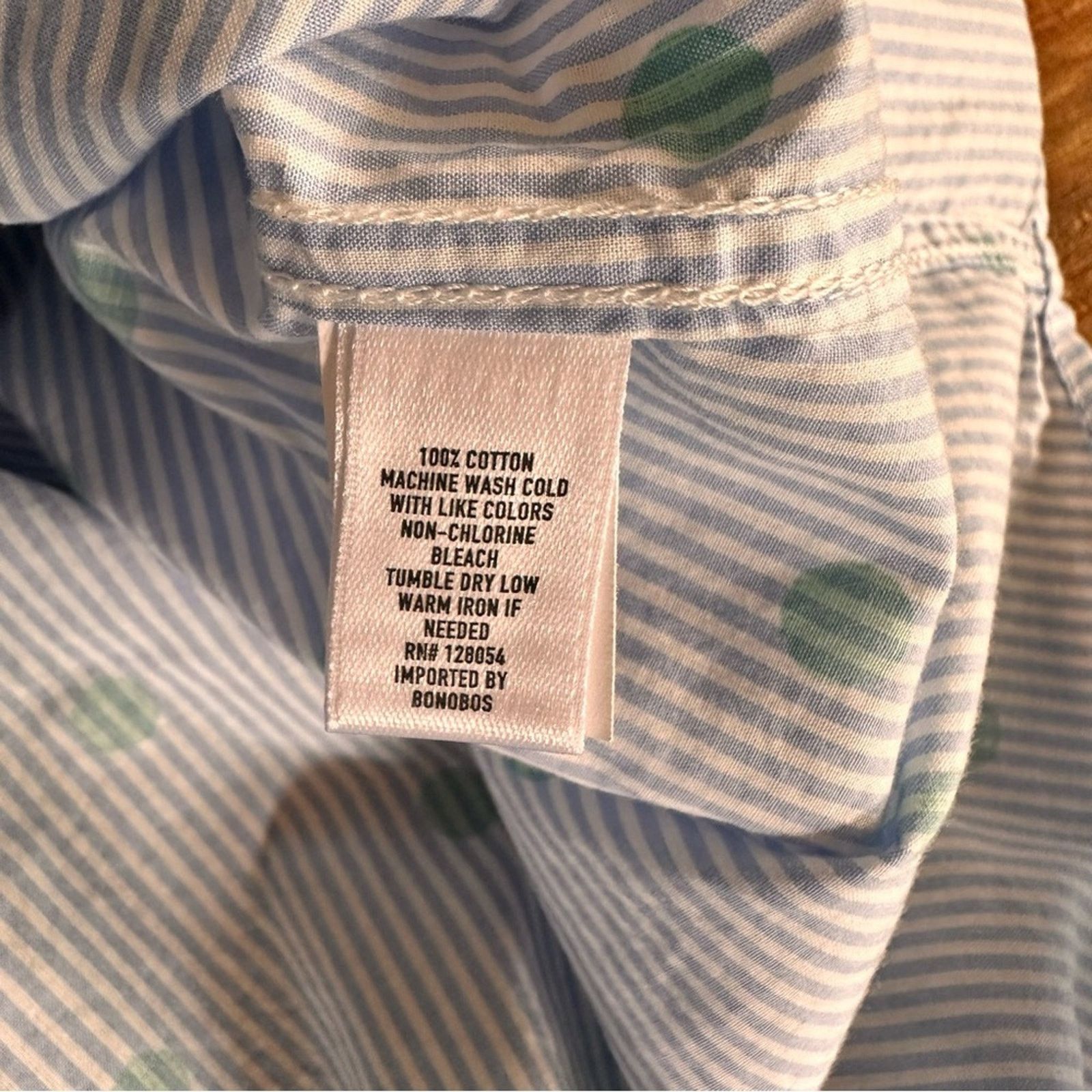 Bonobos Bonobos Slim Fit Cotton Blue Stripe & Green Dot Button-Up Size US M / EU 48-50 / 2 - 6 Thumbnail