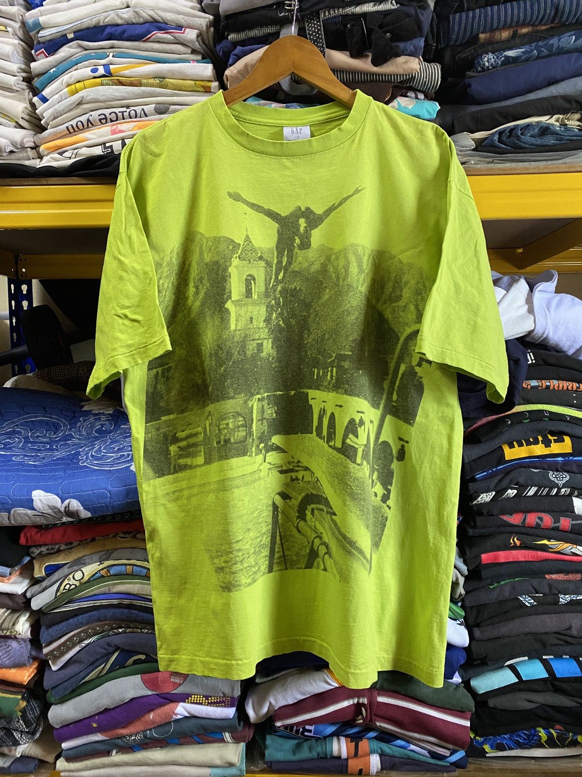 image of Vintage 90's Gap Photography Photo Tee Single Stitch Usa in Green, Men's (Size Large)