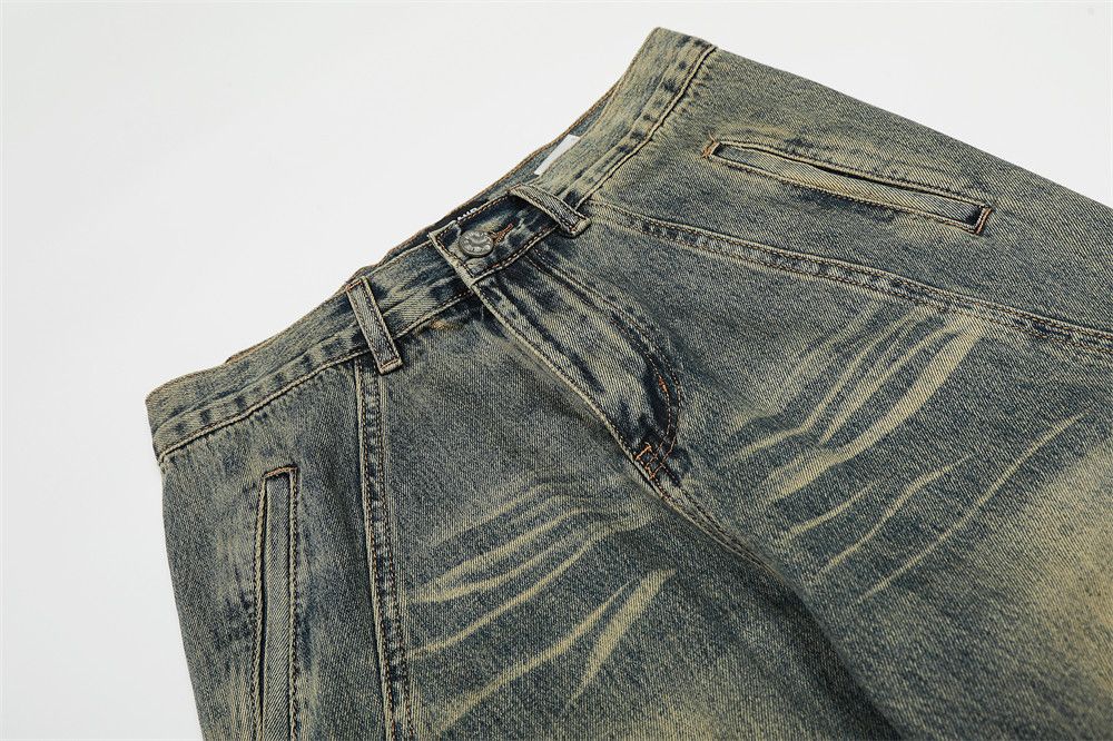Vintage Punk retro washed distressed jeans straight for men Size US 32 / EU 48 - 3 Thumbnail