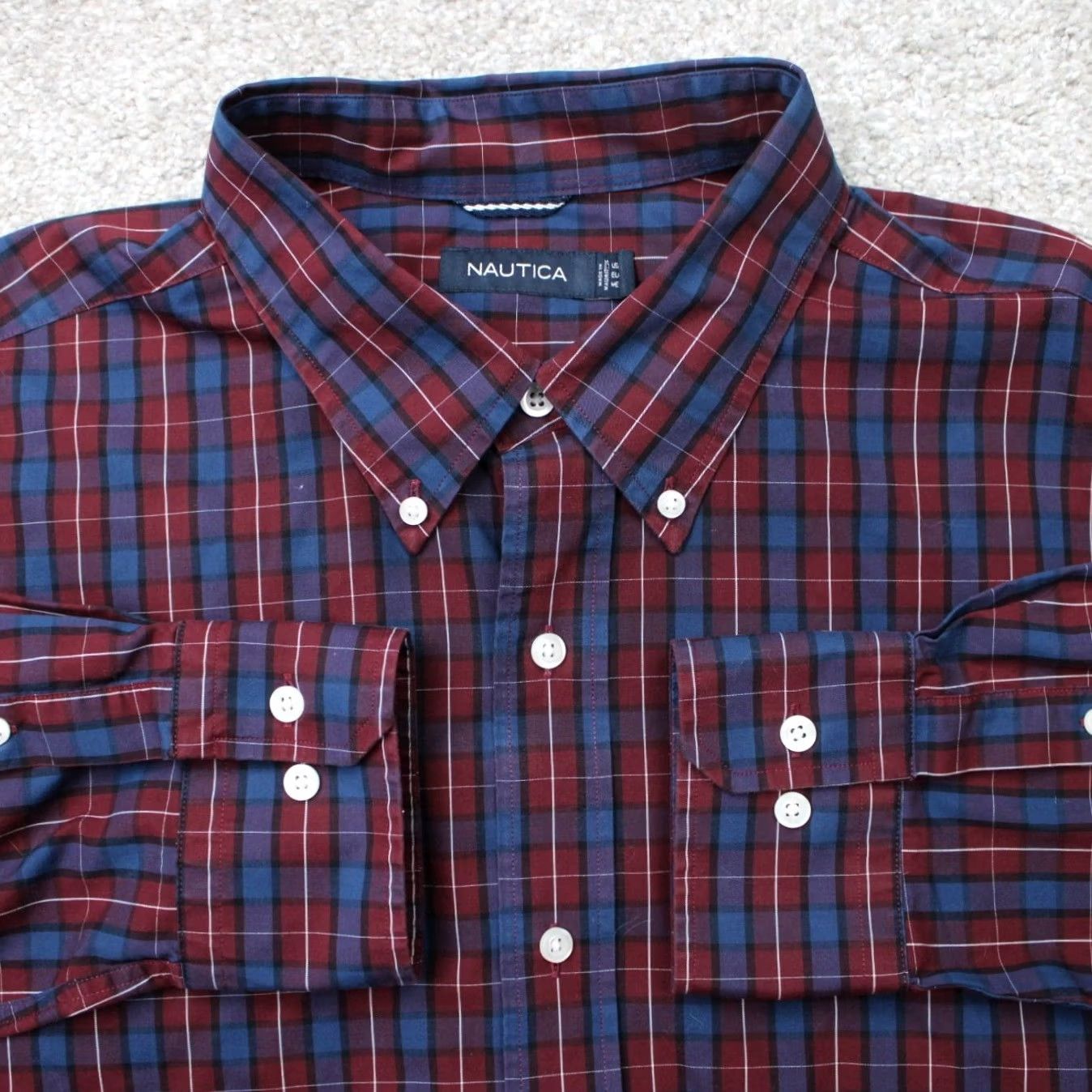 Nautica Nautica Shirt Men 2XL XXL Blue/Red Checkered 100% Cotton Long Sleeve Button Down Shirt Mens 2XL XXL Blue Red Checkered Cotton Button-Up Size US XXL / EU 58 / 5 - 2 Thumbnail