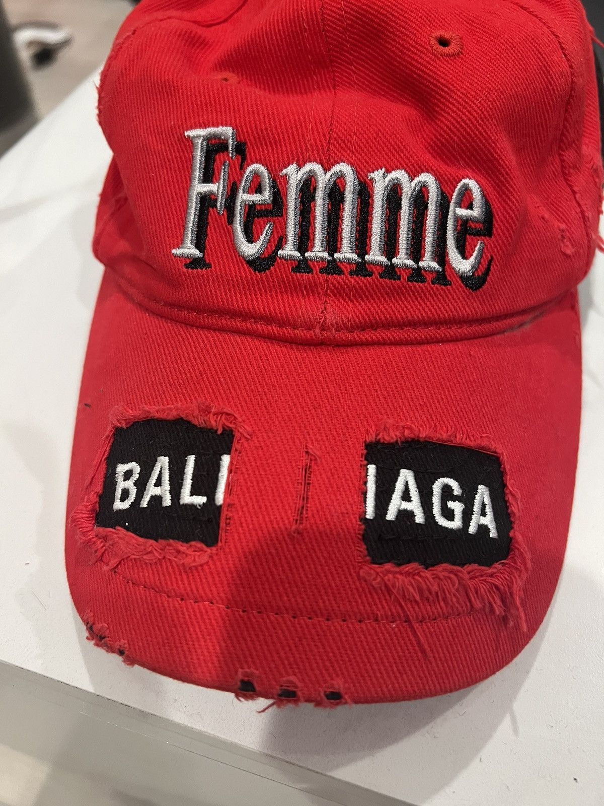 Balenciaga Hat Upcycled Mesh Mesh Up Cap red black Grailed