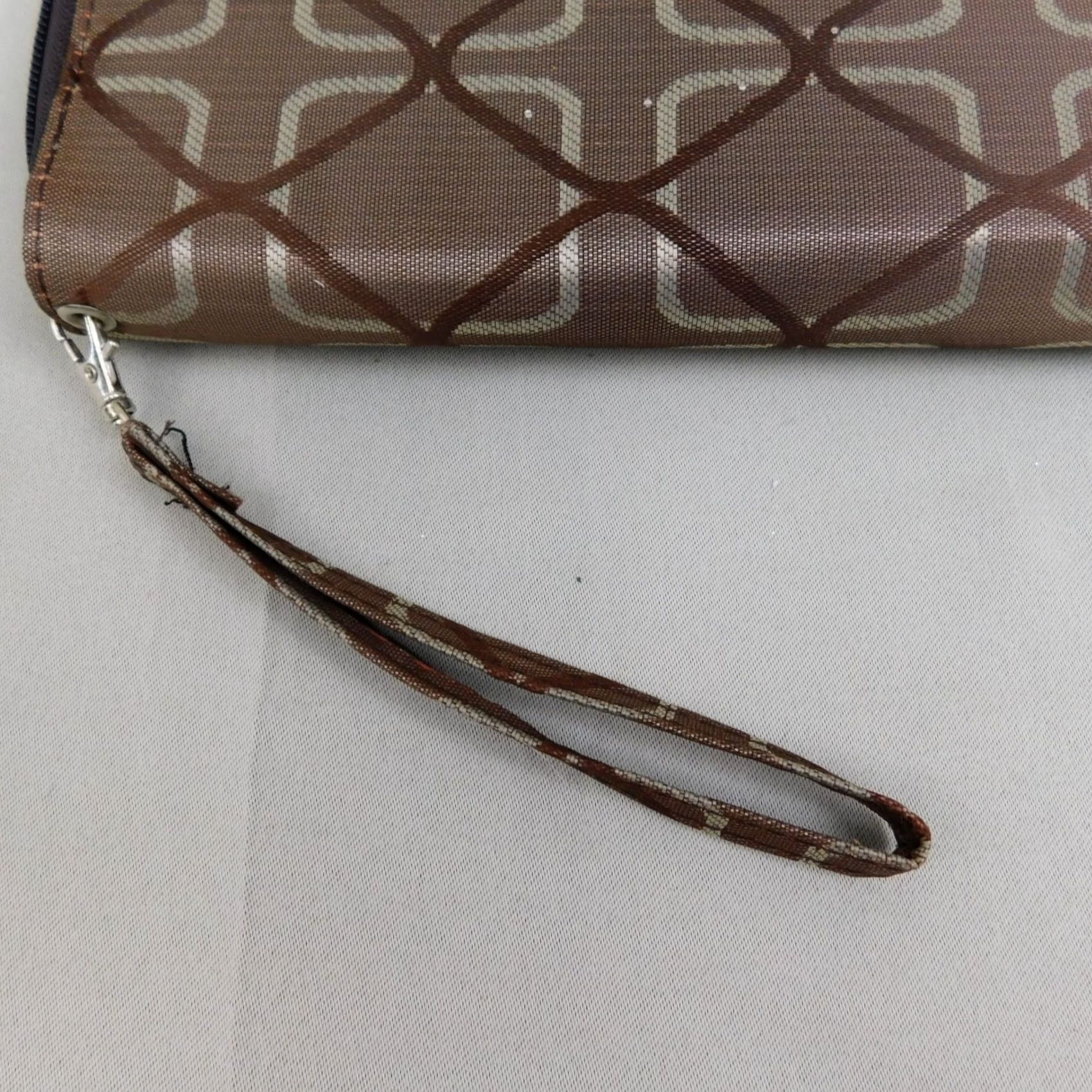 Doublet VINTAGE Nylon Patterned Double Zip-Around Wristlet Clutch Wallet Brown 7.5" x 4" Womens Wallet Zip-Around Patterned Geometric Strap Zipper Card Slots Size ONE SIZE - 3 Thumbnail