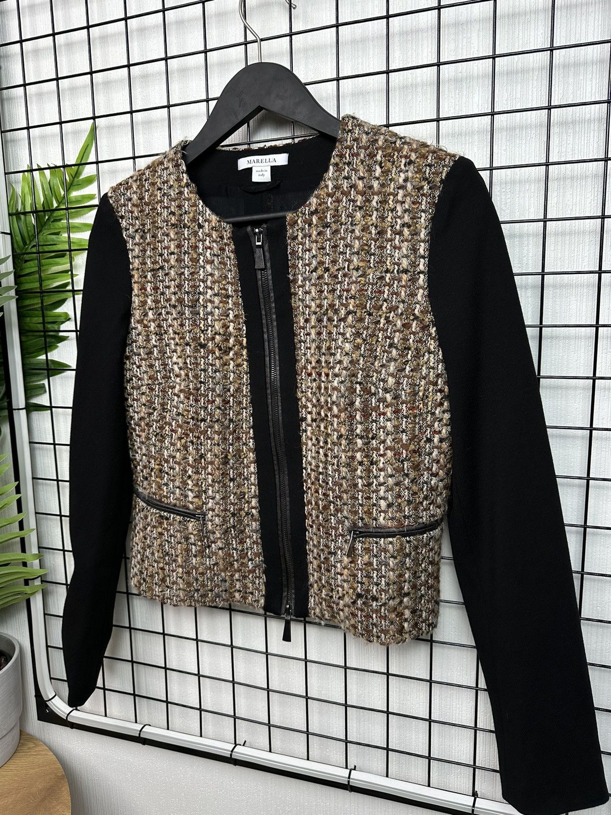 Marella × Max Mara × Weekend Max Mara Marella by Max Mara blazer Womens zip Jacket tweed wool 4 sz Size S / US 4 / IT 40 - 2 Thumbnail