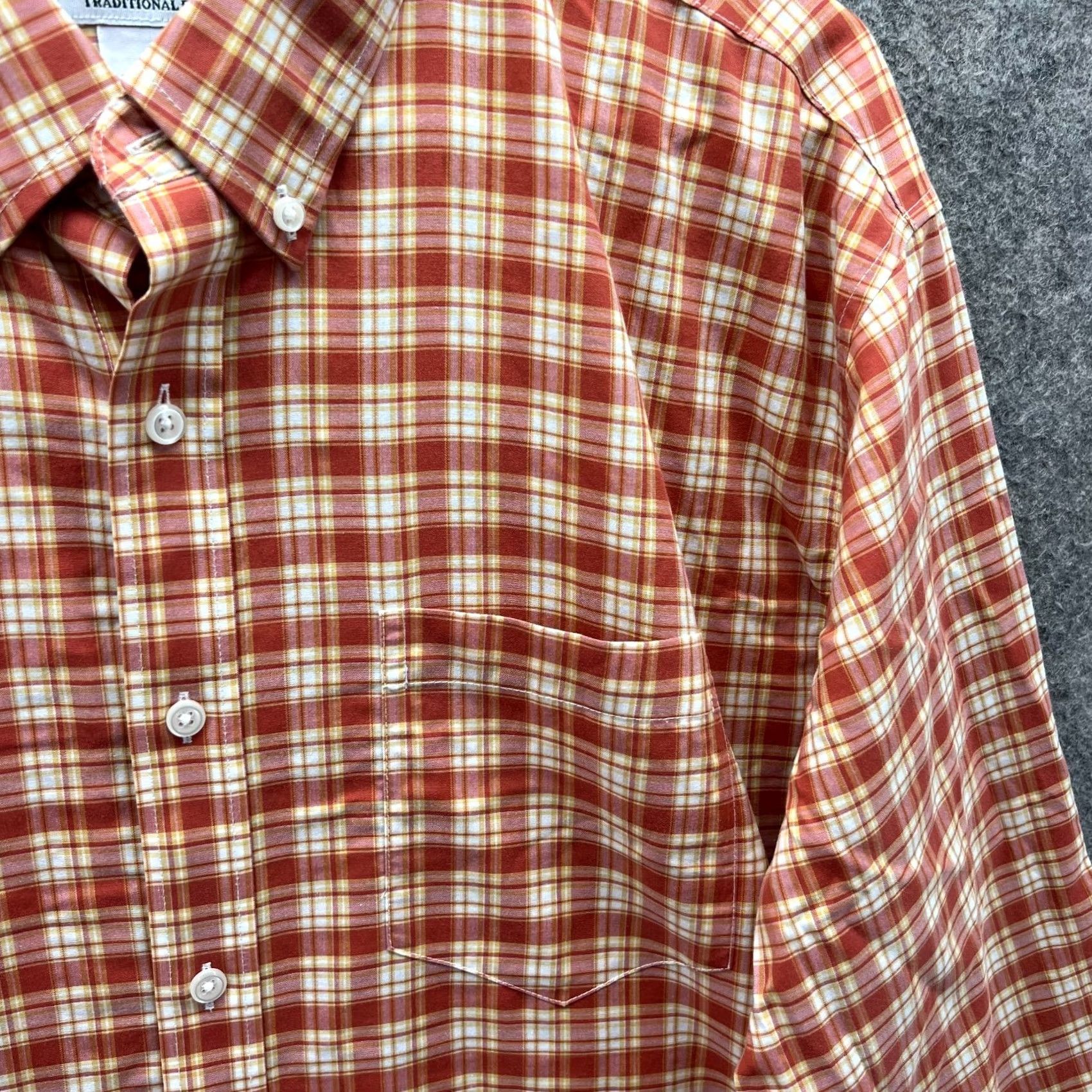 Vintage VINTAGE L.L.Bean Shirt Men XL Orange Plaid Button-Up Tall Casual Size US XL / EU 56 / 4 - 5 Thumbnail