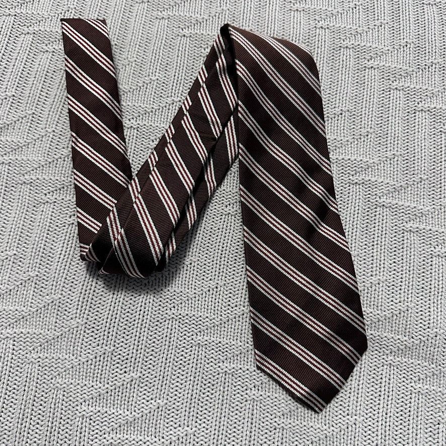 Saks Fifth Avenue Saks Fifth Avenue brown regimental striped silk tie Size ONE SIZE - 1 Thumbnail