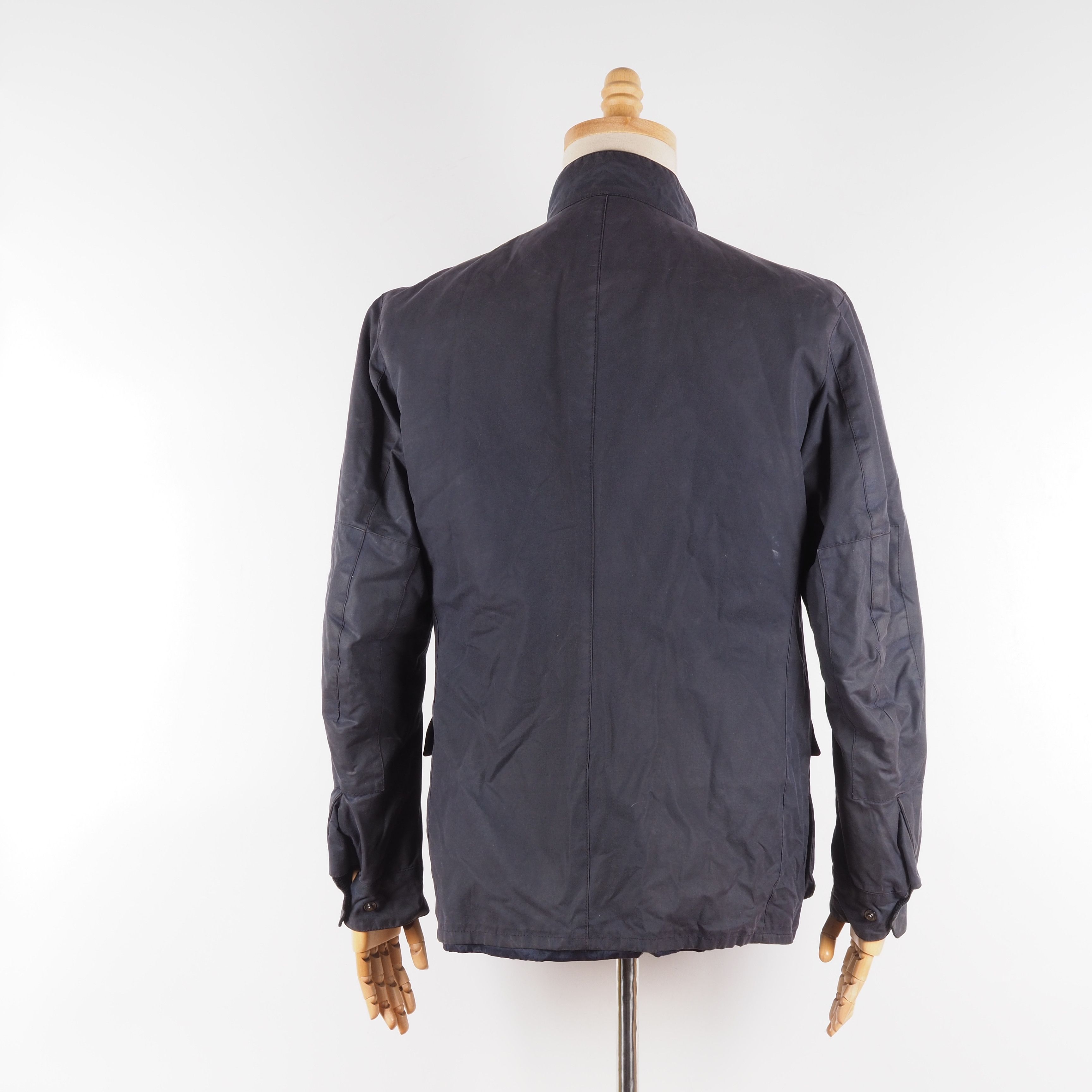 Barbour Barbour Men's DUKE Moto Biker Blue Short Waxed Coat Jacket Size US M / EU 48-50 / 2 - 2 Thumbnail