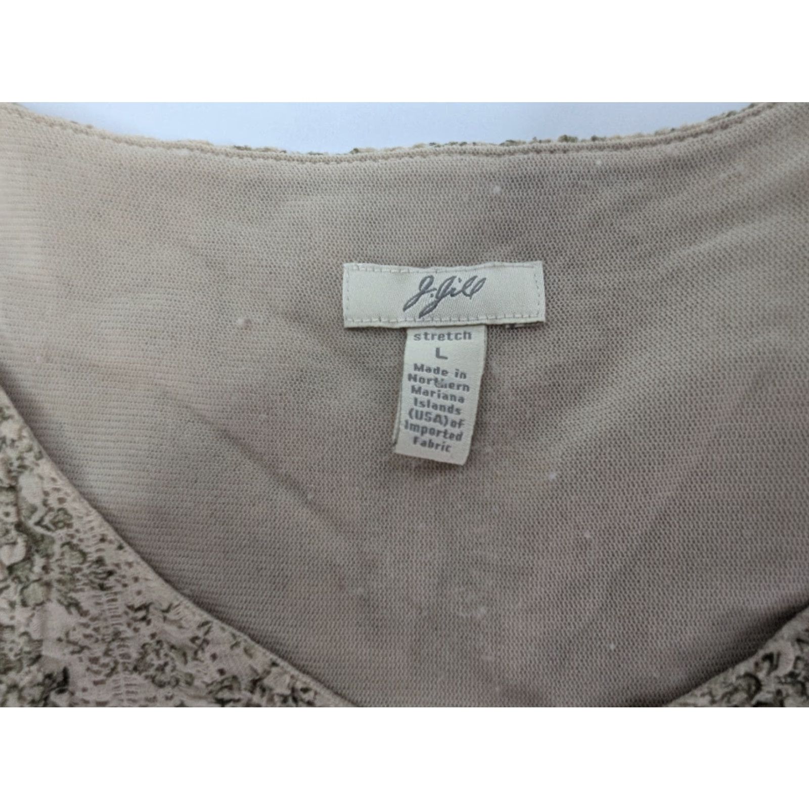 J. Jill J. Jill Blouse Shirt Womens Beige Floral Long Sleeve Round Neck L Regular Stretch Chiffon Lined Bell Sleeve Casual Modern Size L / US 10 / IT 46 - 6 Thumbnail