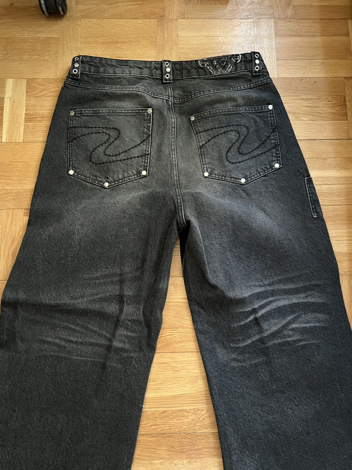 Trendt Vision Black Whisker Denim Jeans Size US 31 - 4 Thumbnail