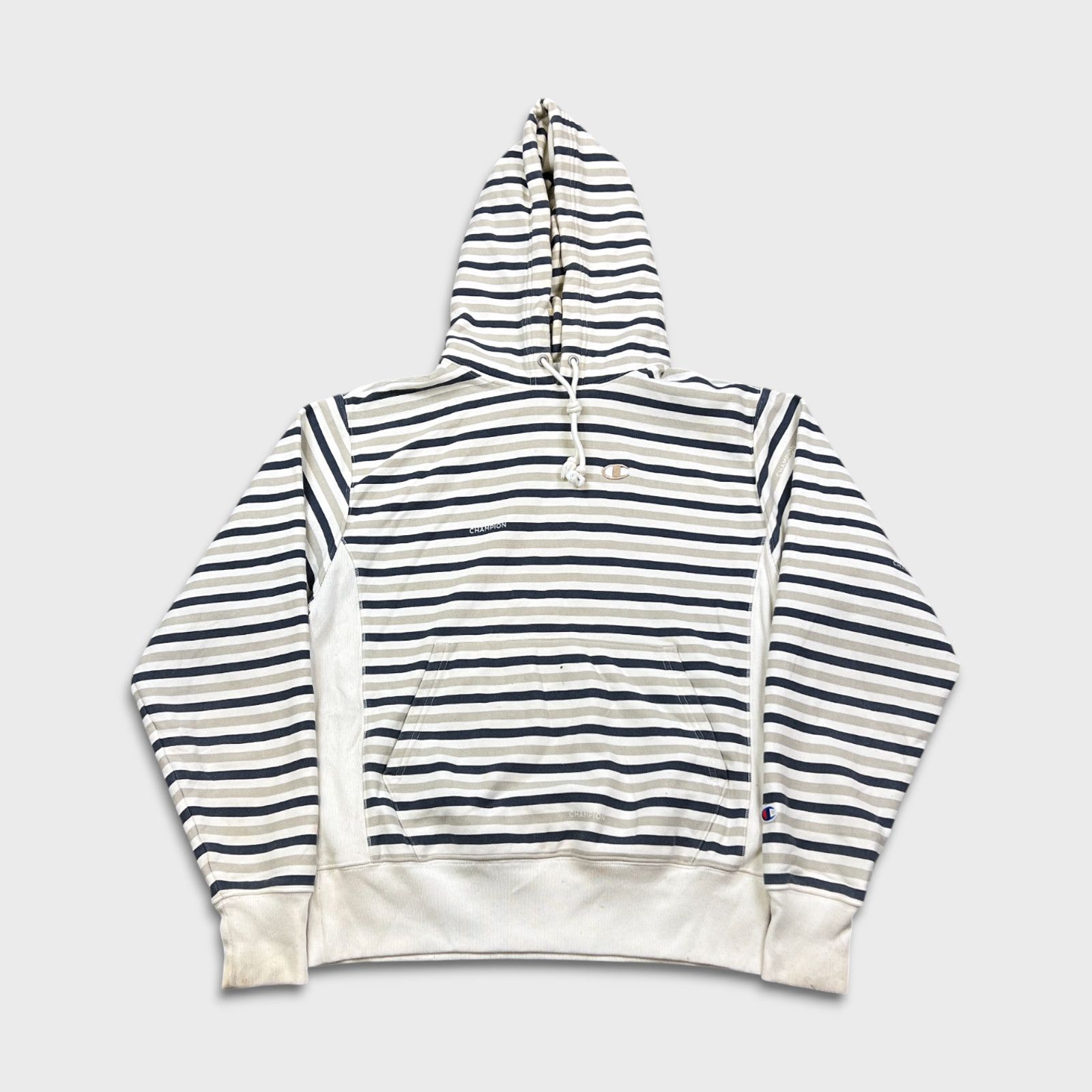 Champion × Vintage Champion Sweatshirt Medium Reverse Weave Striped Pullover Size US M / EU 48-50 / 2 - 1 Thumbnail