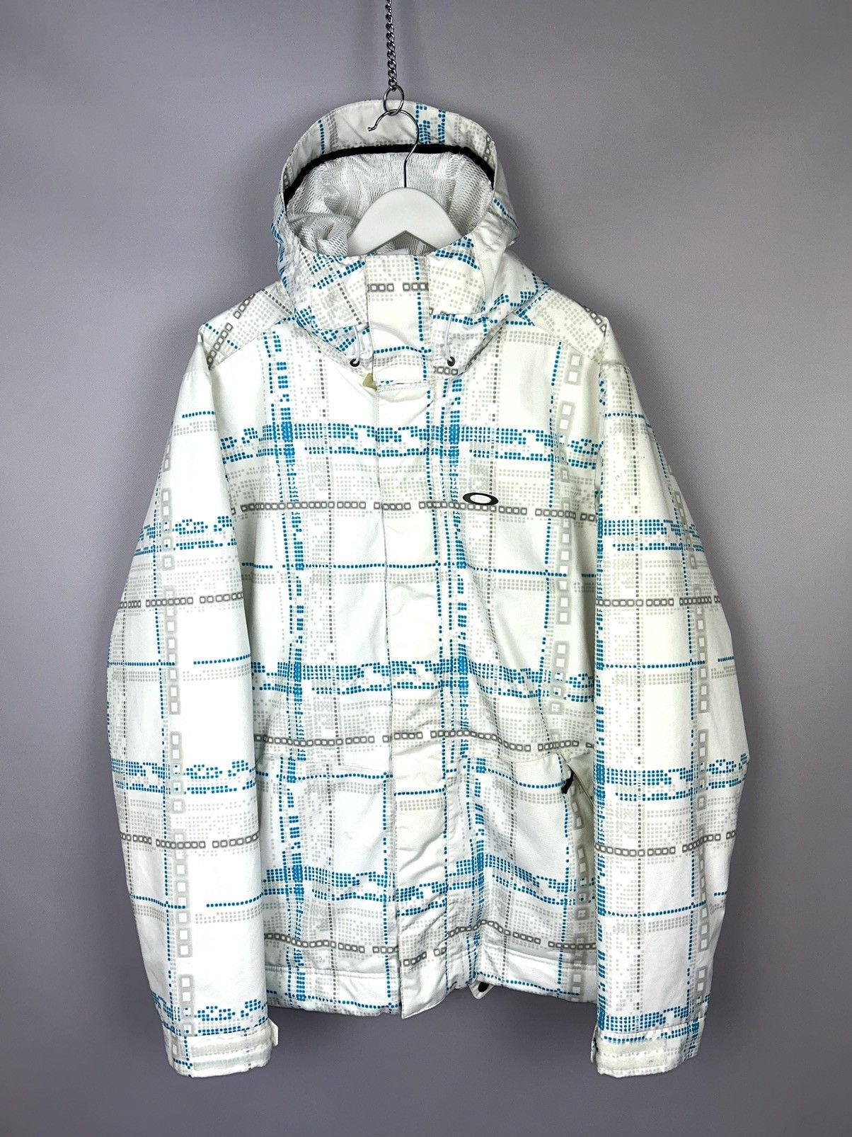 image of Oakley Jacket Vintage Shell Snowboard Ski Early 2000 in Blue/White, Men's (Size Large)