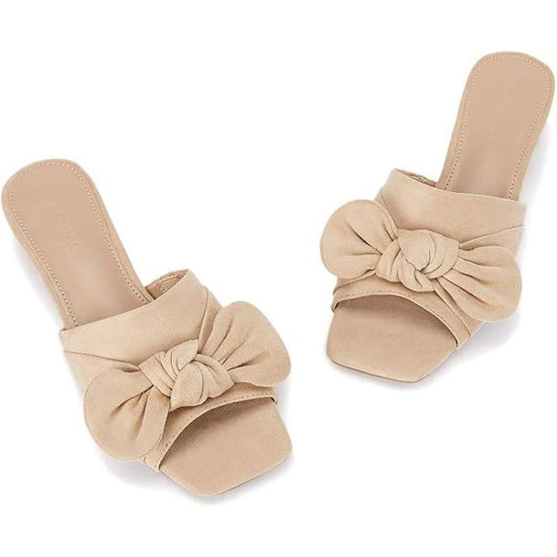 Other Coutgo Women's Size 11 Tan Faux Suede Bow Block Heel Sandals Size US 11 / IT 41 - 1 Thumbnail