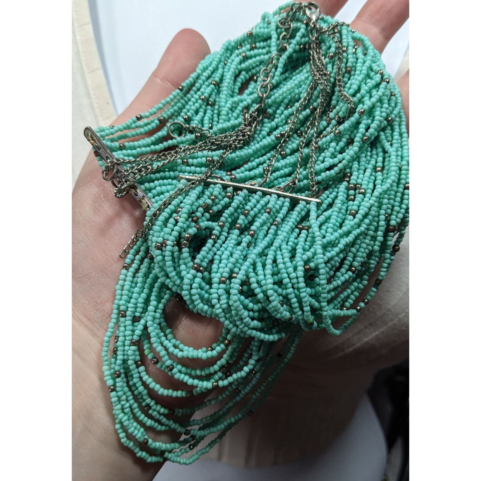 Other Multilayer Turquoise And Silver Tone Glass Beaded Necklace Size ONE SIZE - 5 Thumbnail