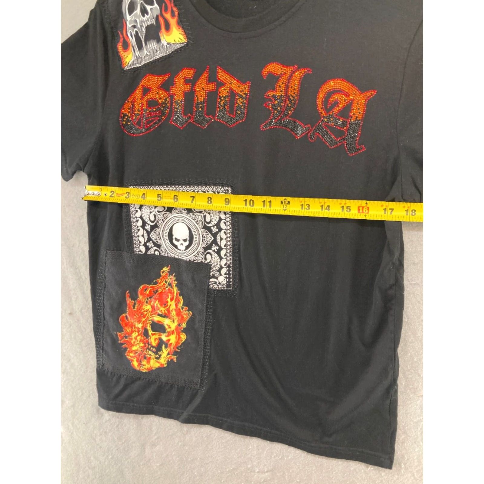Vintage GFTD Los Angeles T-Shirt Mens M Black Flames Skull Hip Hop Streetwear - Adult Medium - Black - 2010s Style Size US M / EU 48-50 / 2 - 2 Thumbnail