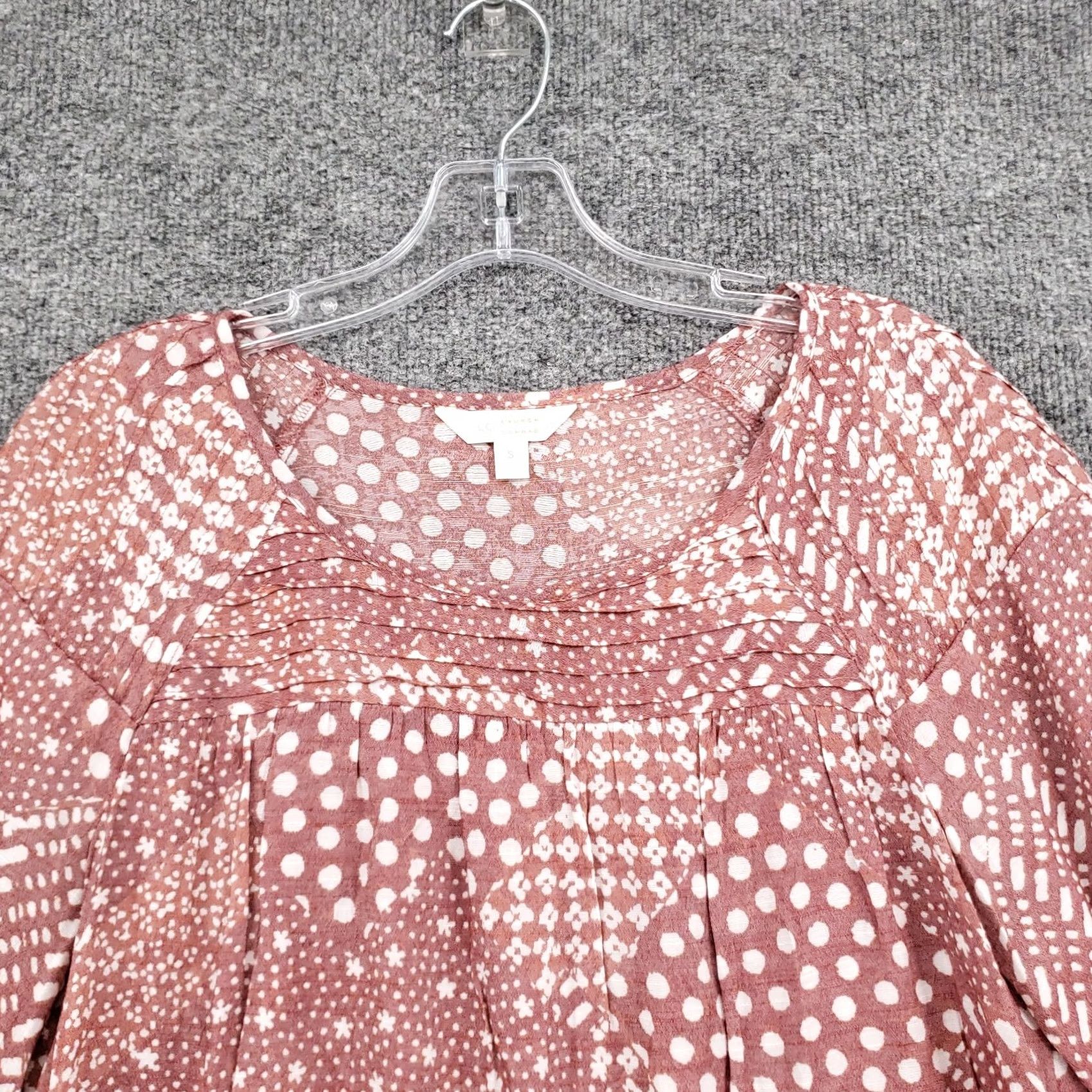 Vintage LC Lauren Conrad Blouse Womens Small Red Polka Dot Pleated 3/4 Sleeve Casual Size S / US 4 / IT 40 - 6 Thumbnail
