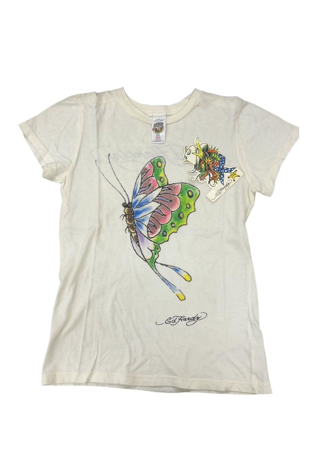 Ed Hardy Ed Hardy by Christian Audigier "Butterfly" Graphic Tee | NWT Size XS / US 0-2 / IT 36-38 - 3 Thumbnail