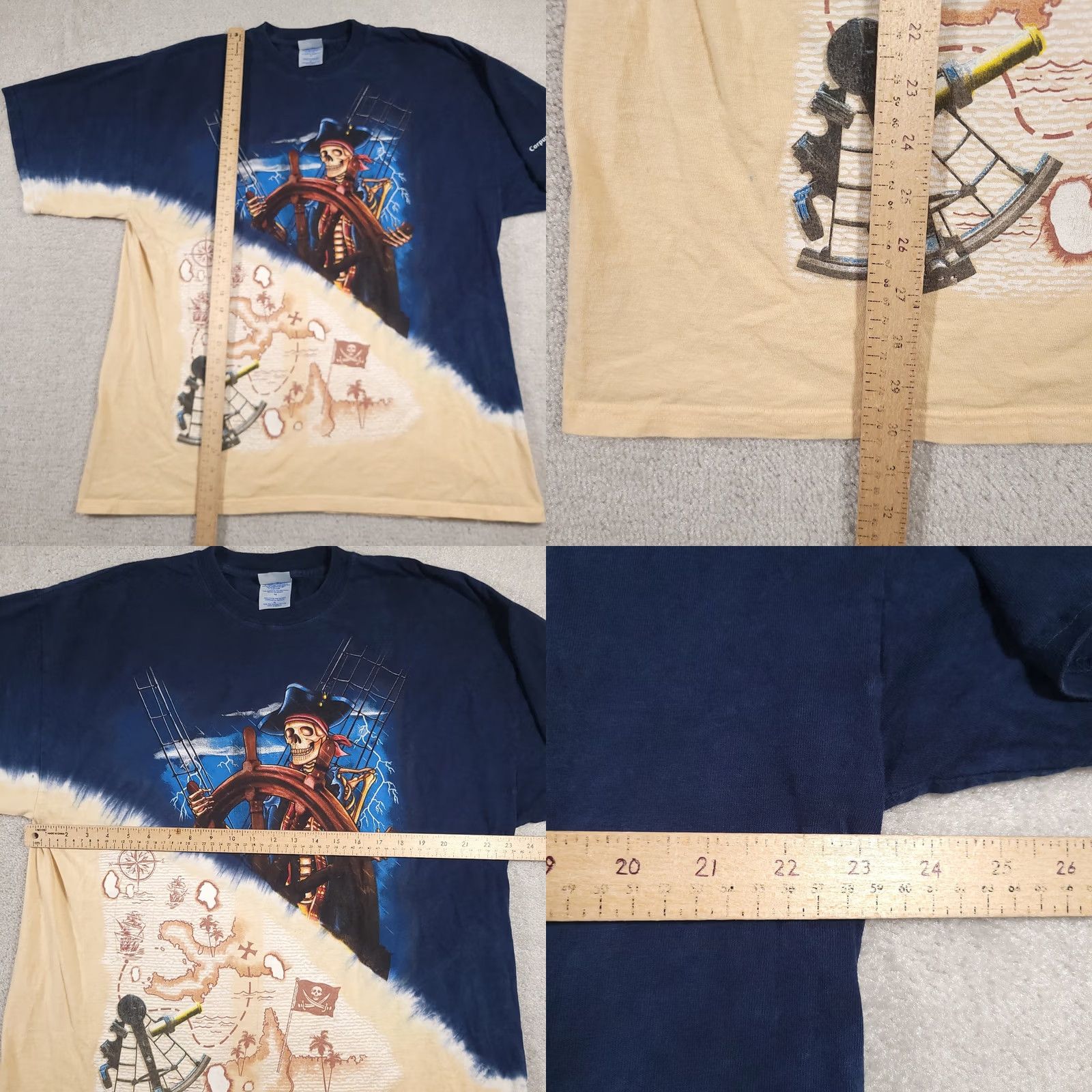 Vintage VINTAGE Pirate Skeleton Shirt Mens XL Map Nautical Compass Graphic Corpus Christi Tee Size US XL / EU 56 / 4 - 8 Thumbnail