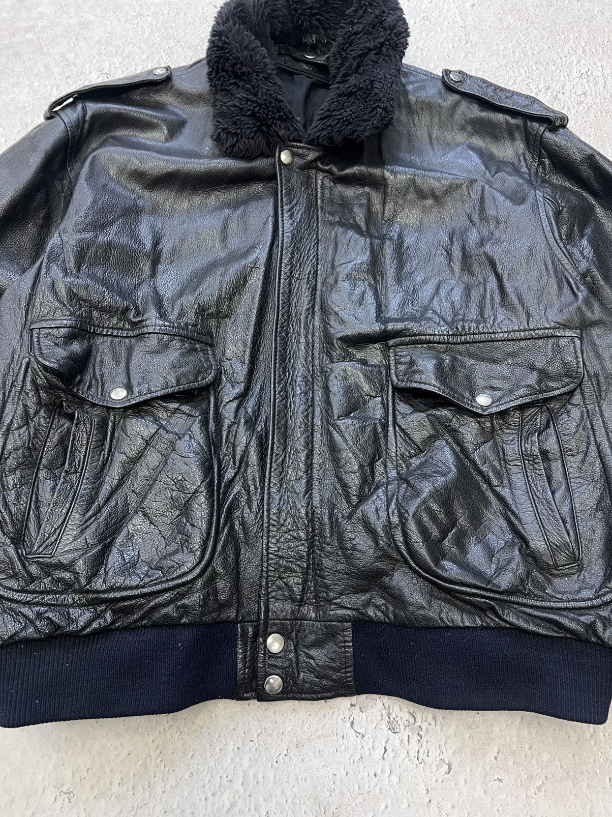 VINTAGE AVIATION BOMBER LEATHER JACKET 90s boxy FIT Y2K