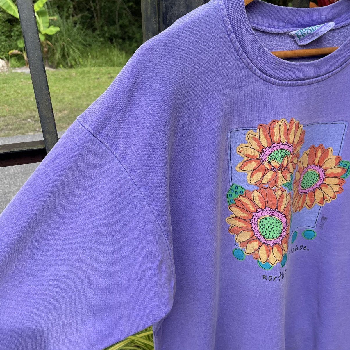 Vintage 🔥Vintage 90s North Start At Tahoe Pop Art Flower Sweatshirts Size US M / EU 48-50 / 2 - 6 Thumbnail