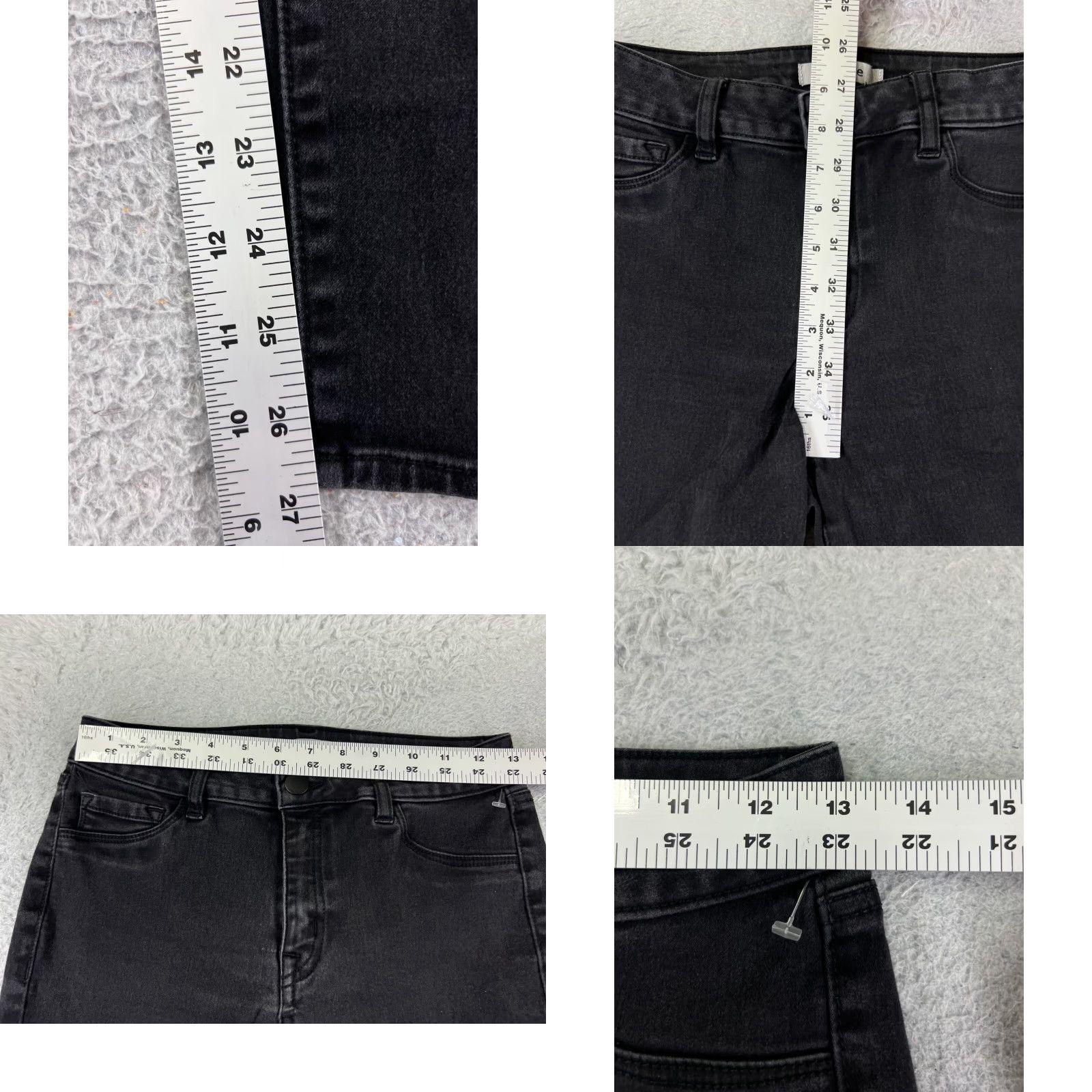 Vintage Refuge Jeans Womens 4 Black Denim Skinny Mid Rise 24x27 Cotton Blend 5-Pocket Design Regular Inseam 27 in Size 27" / US 4 / IT 40 - 8 Thumbnail